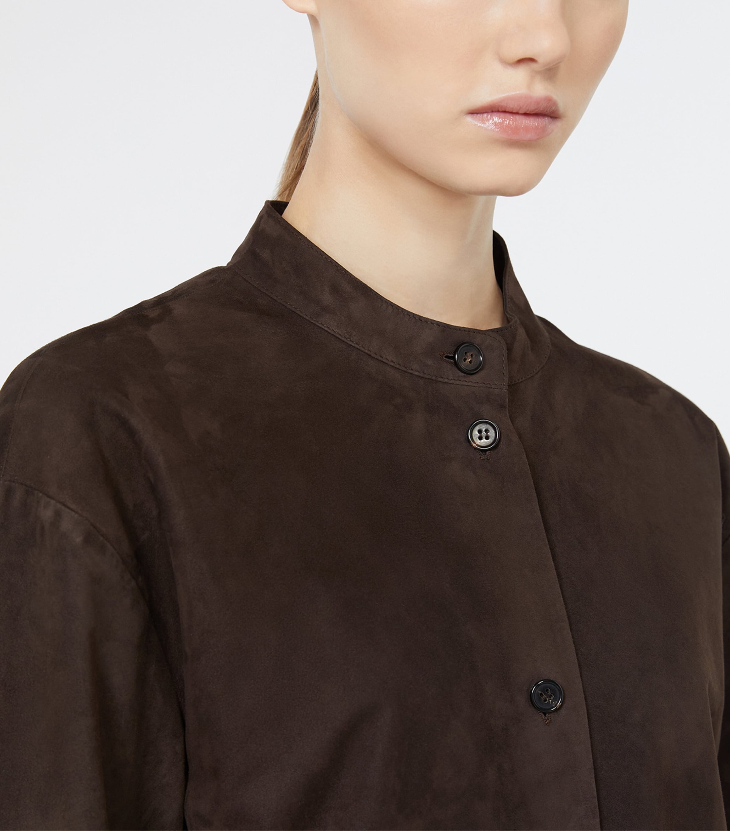 Max Mara Womens Suede Stand-Collar Jacket Brown Image 5