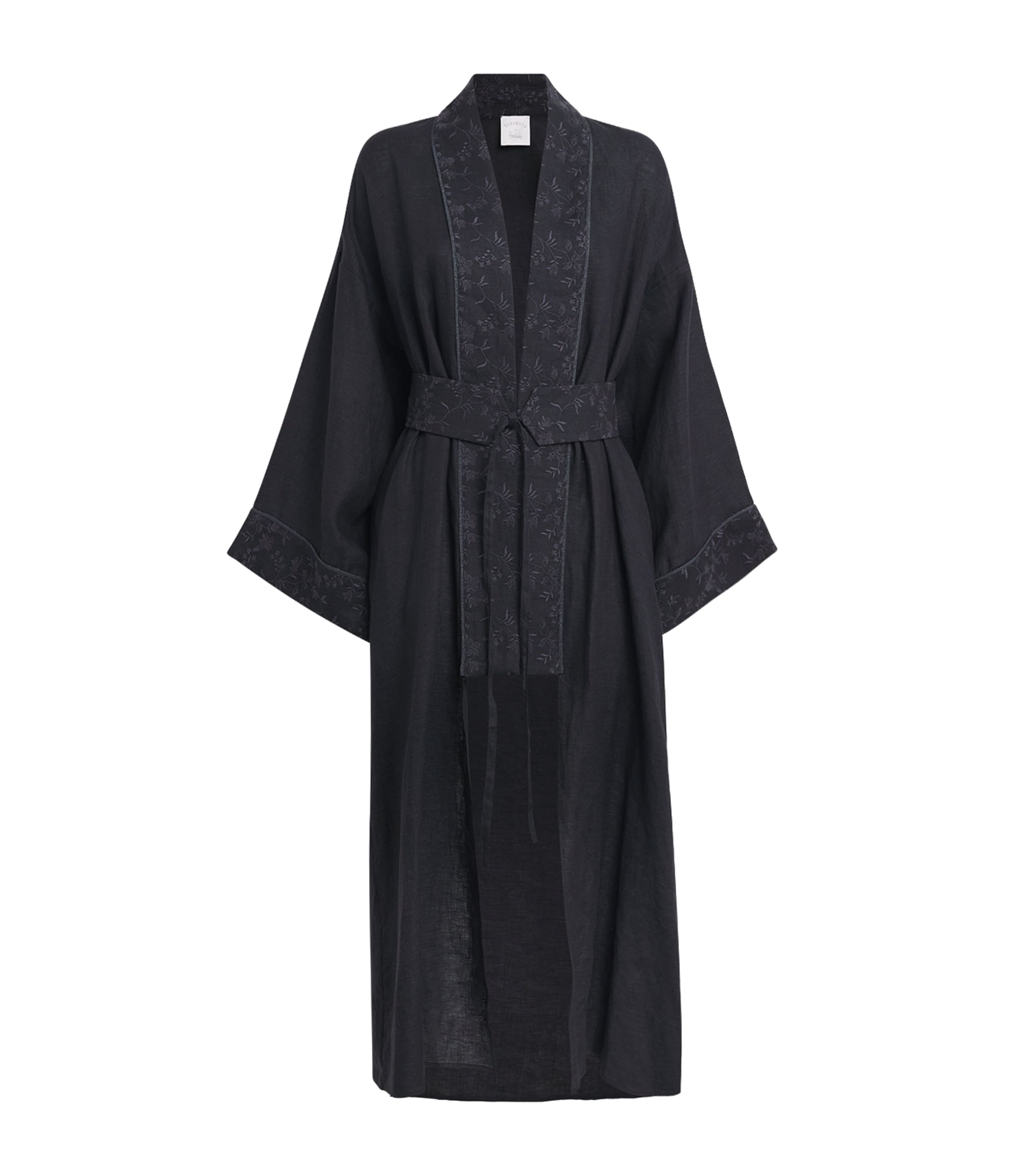 Eleventy X Harrods Linen Embroidered Kimono In Blue