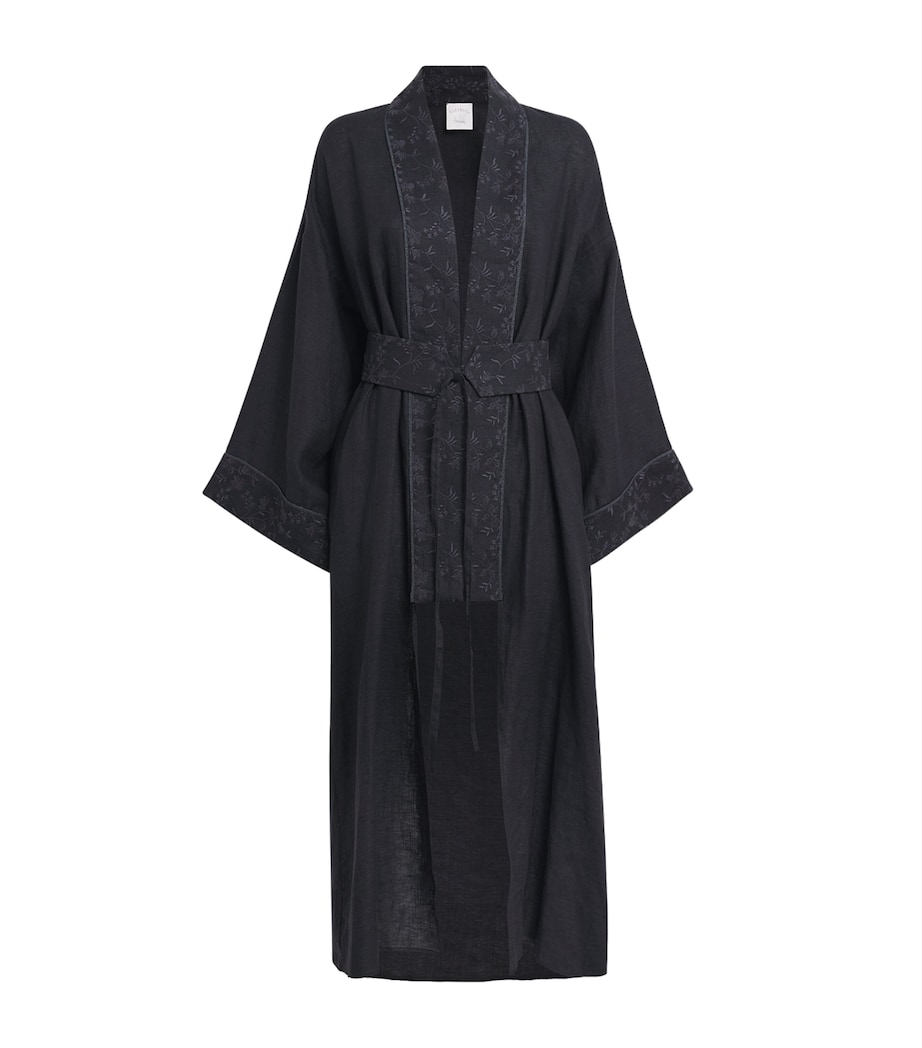 x Harrods Linen Embroidered Kimono NERO Image 1
