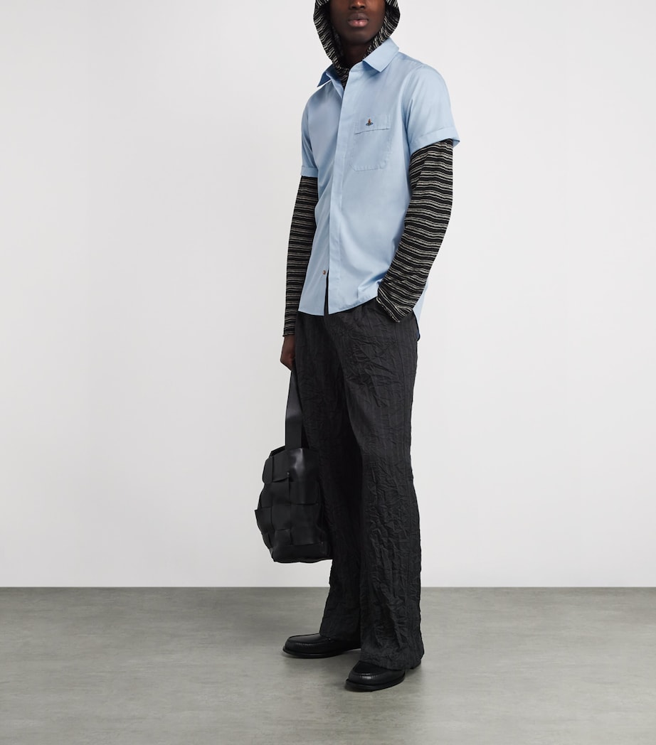 Cotton Poplin Orb Short-Sleeve Shirt K403 BLUE Image 2