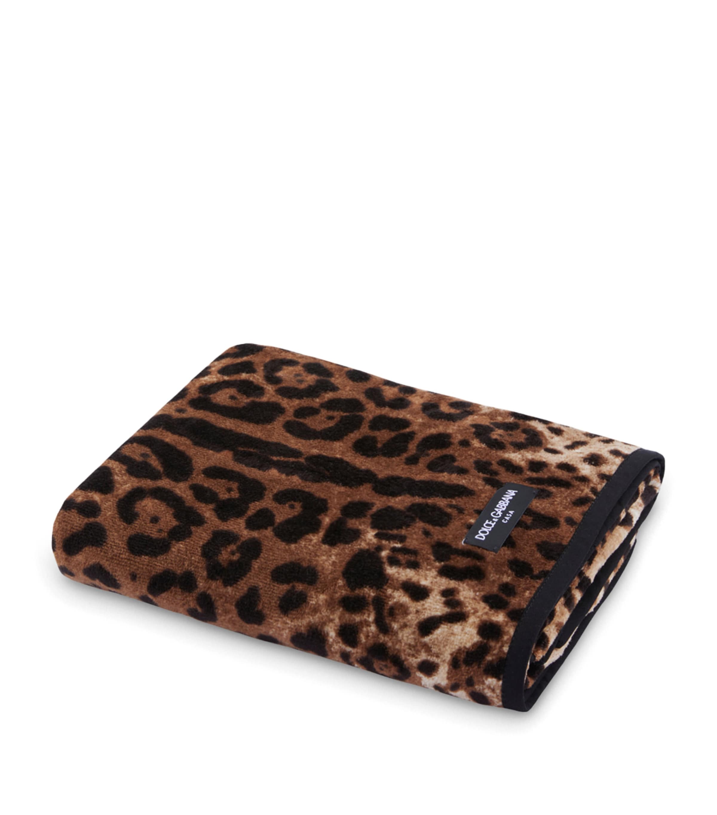 Dolce & Gabbana Casa Cotton Leopard Print Hand Towel
