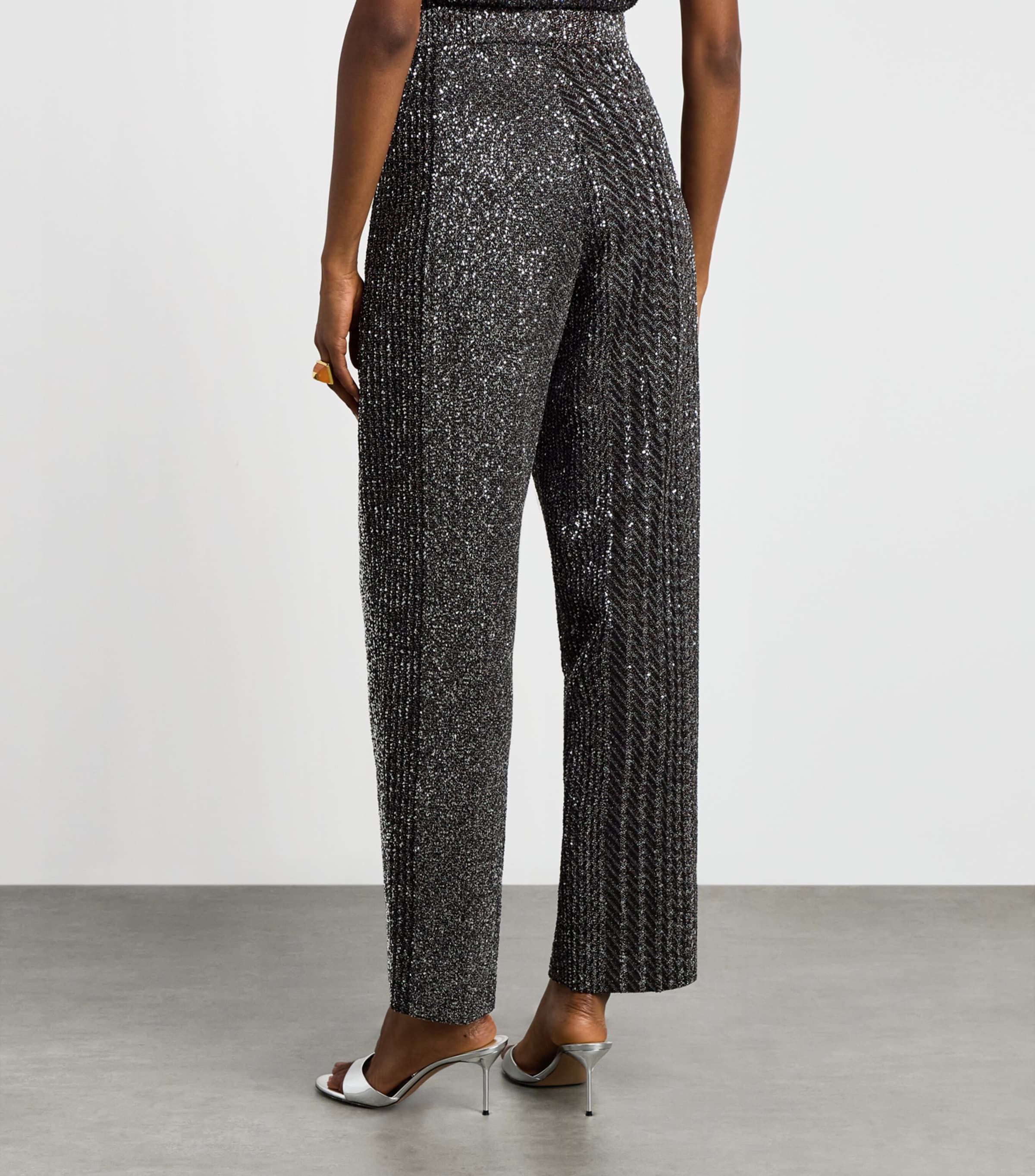Missoni Womens Metallic Straight Trousers Blk/rst/slvr Image 5
