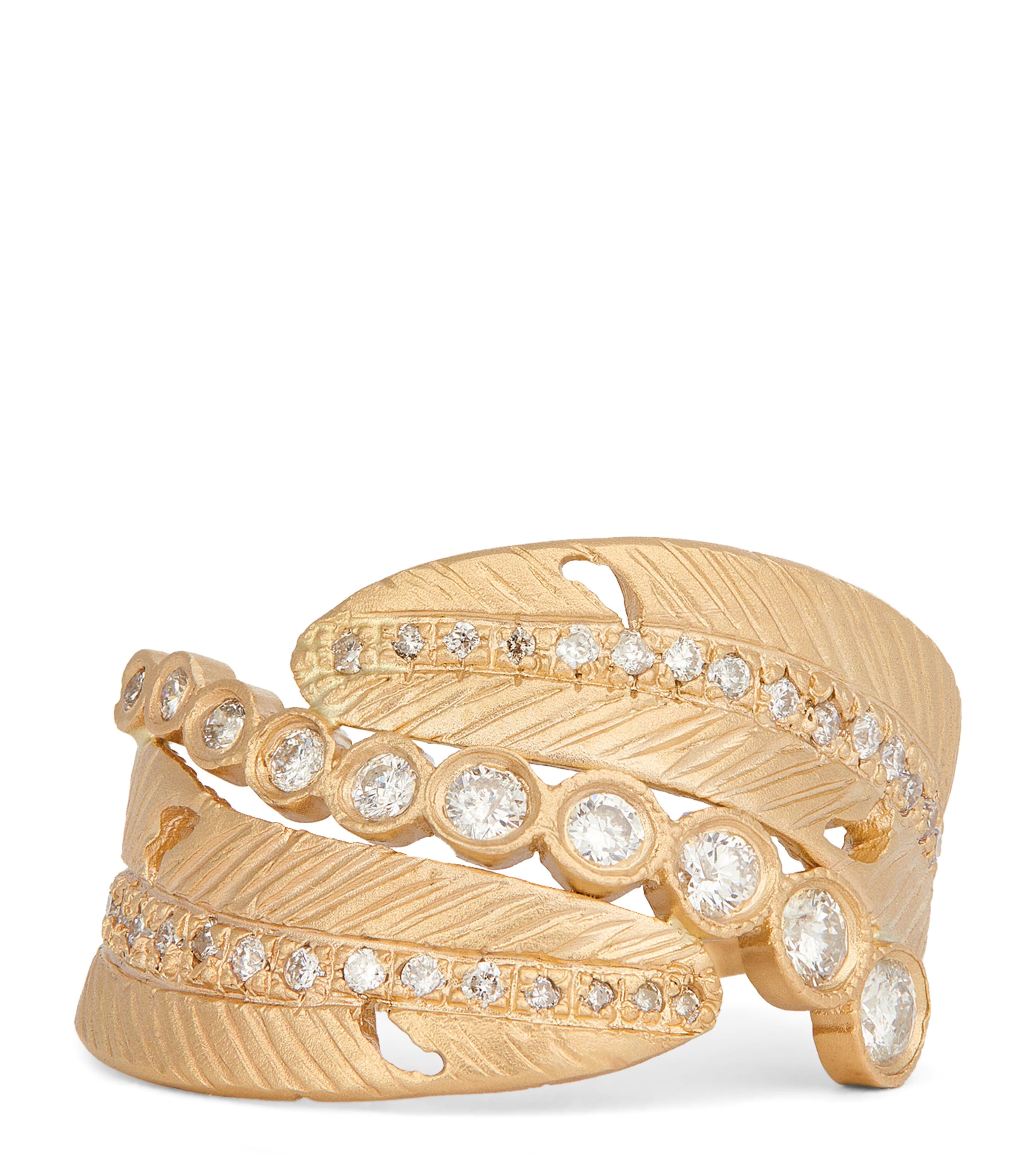 Jacquie Aiche Yellow Gold And Diamond Feather Wrap Ring In Gold