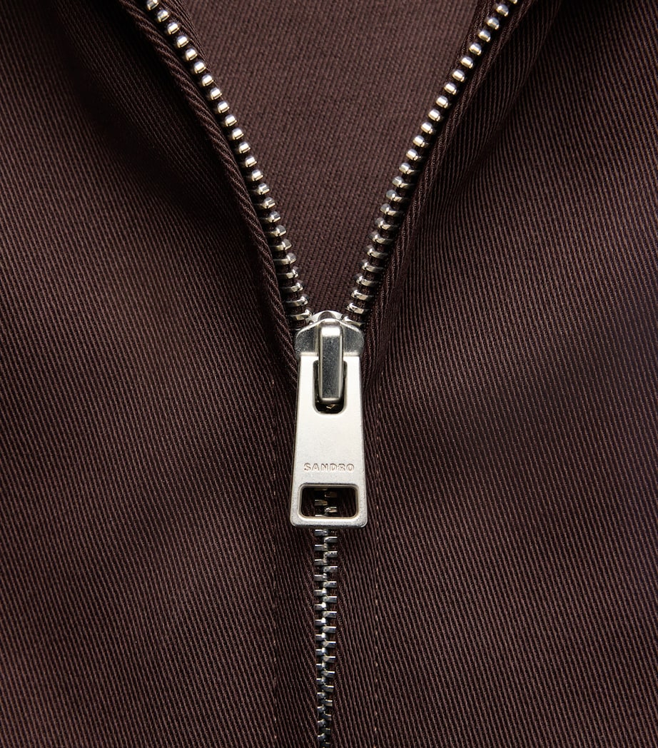 Sandro Paris Mens Cotton Collared Jacket Chocolate Image 6