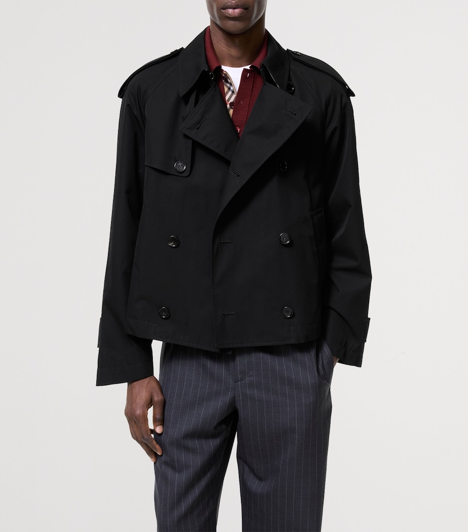 Burberry Mens Tropical Gabardine Leadenham Trench Coat Black Image 2