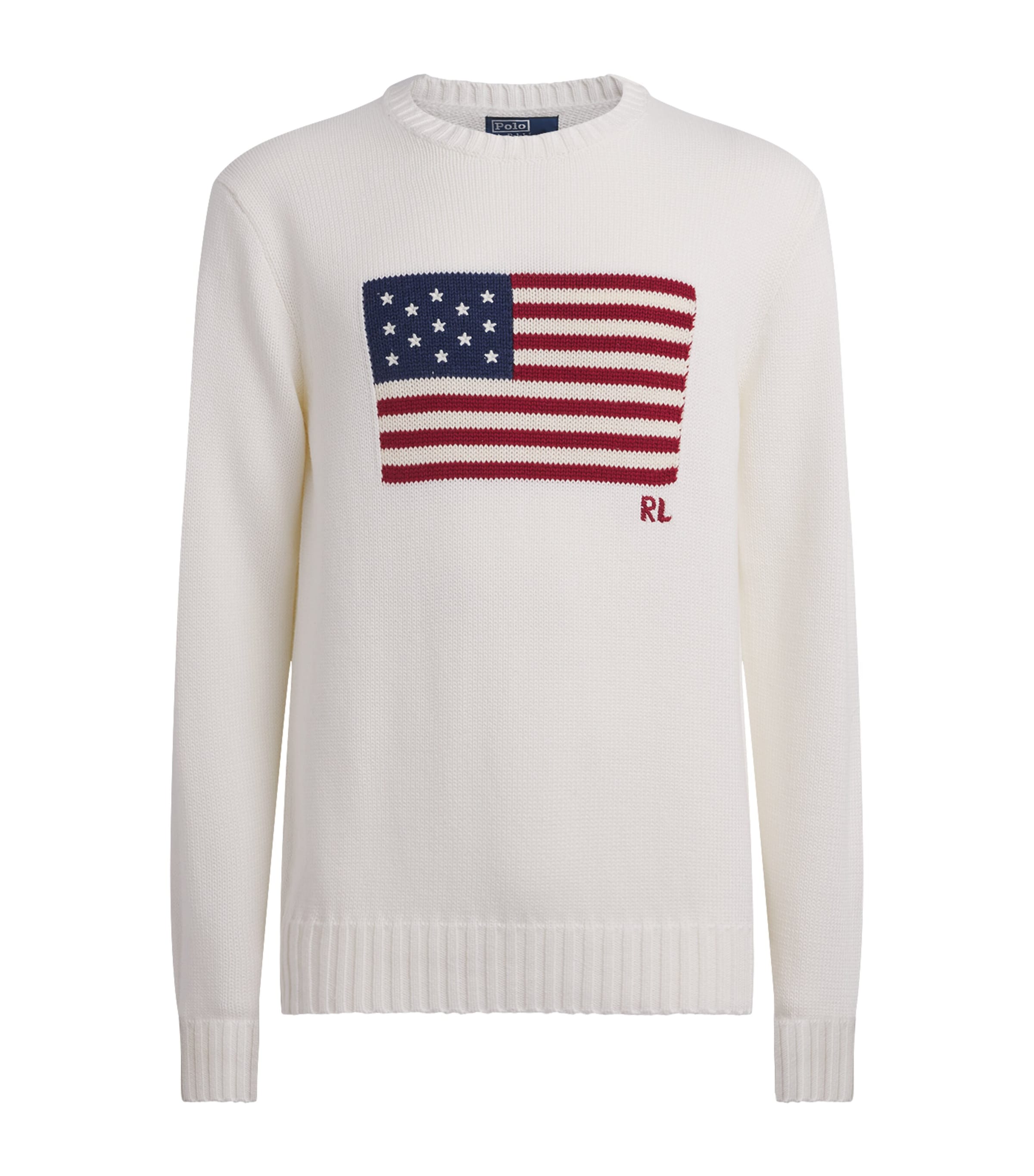 Polo Ralph Lauren Mens American Flag Sweater Deckwash White Image 1
