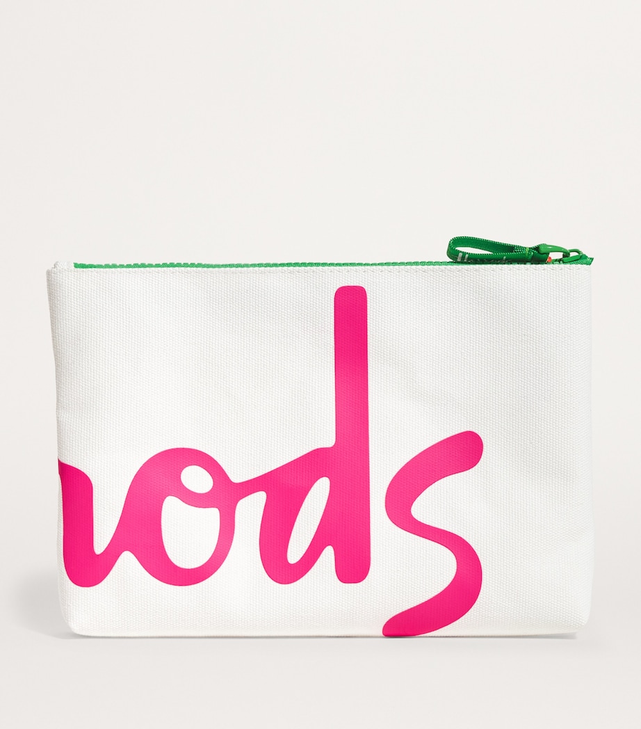 Harrods Medium Cotton Logo Pouch Ivory Image 2