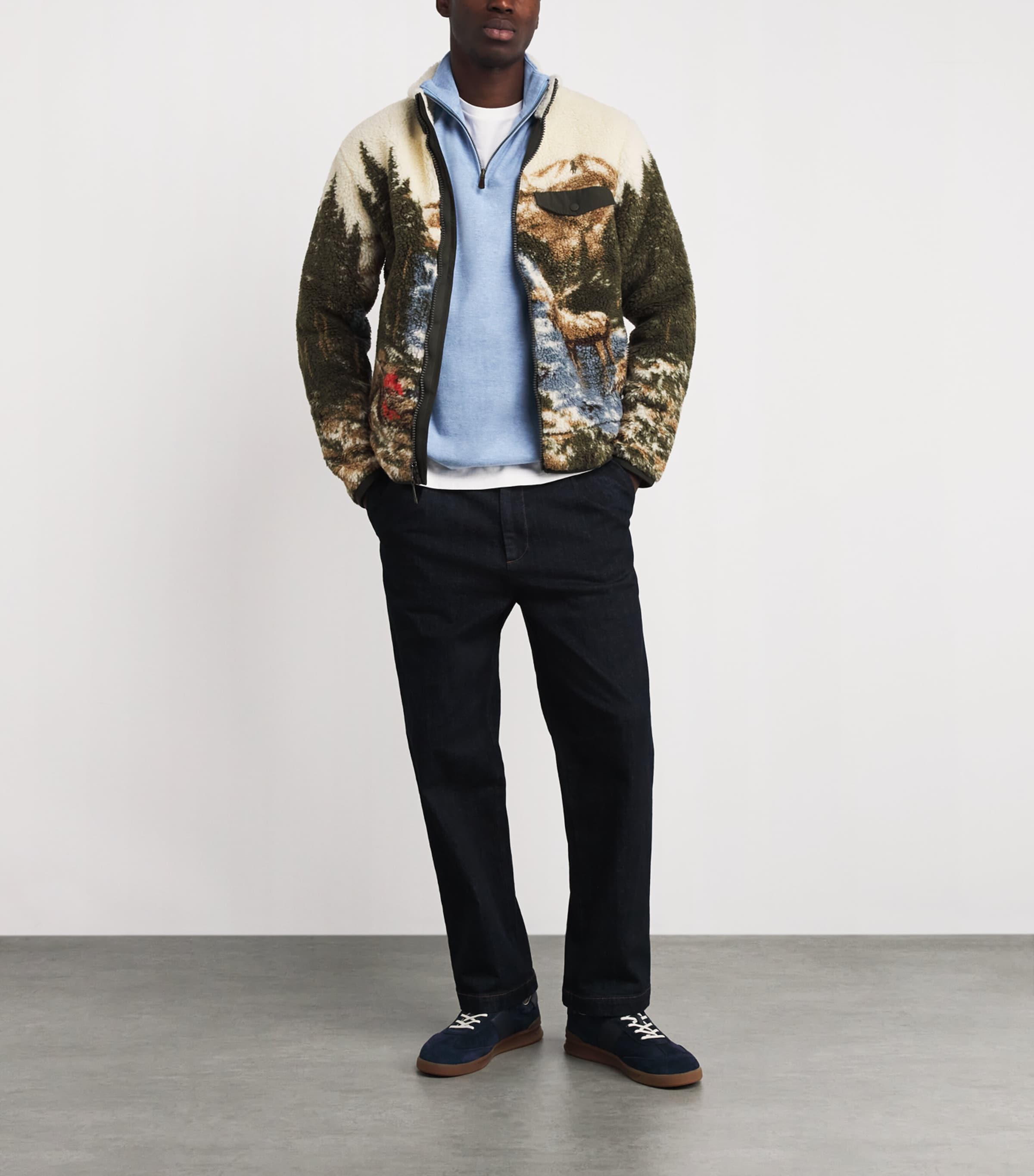 Cotton Logo Quarter-Zip Sweater BLUE HEATHER Image 2