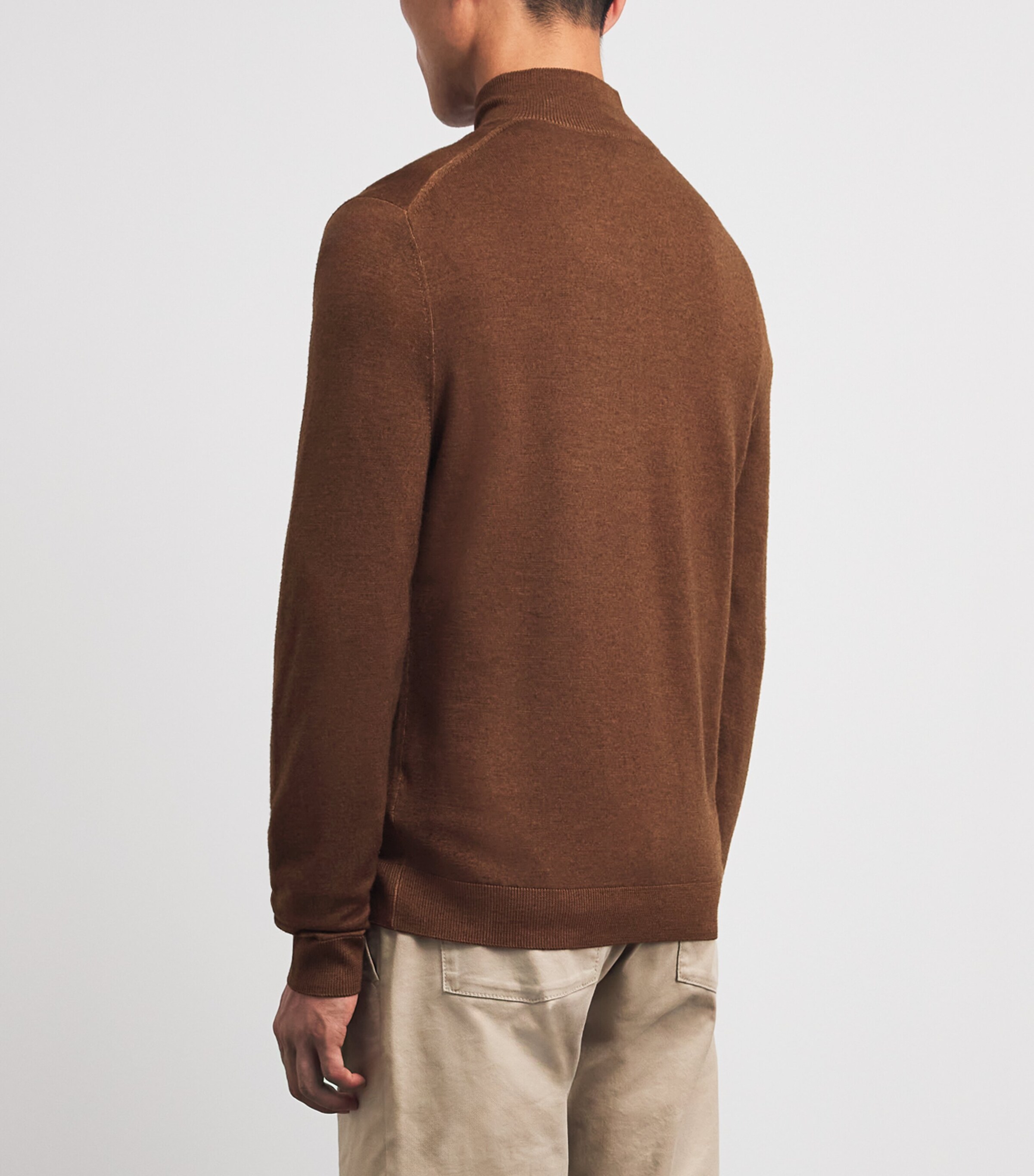 Bogner Mens Virgin Wool Ouri Quarter-Zip Sweater Brown Image 5