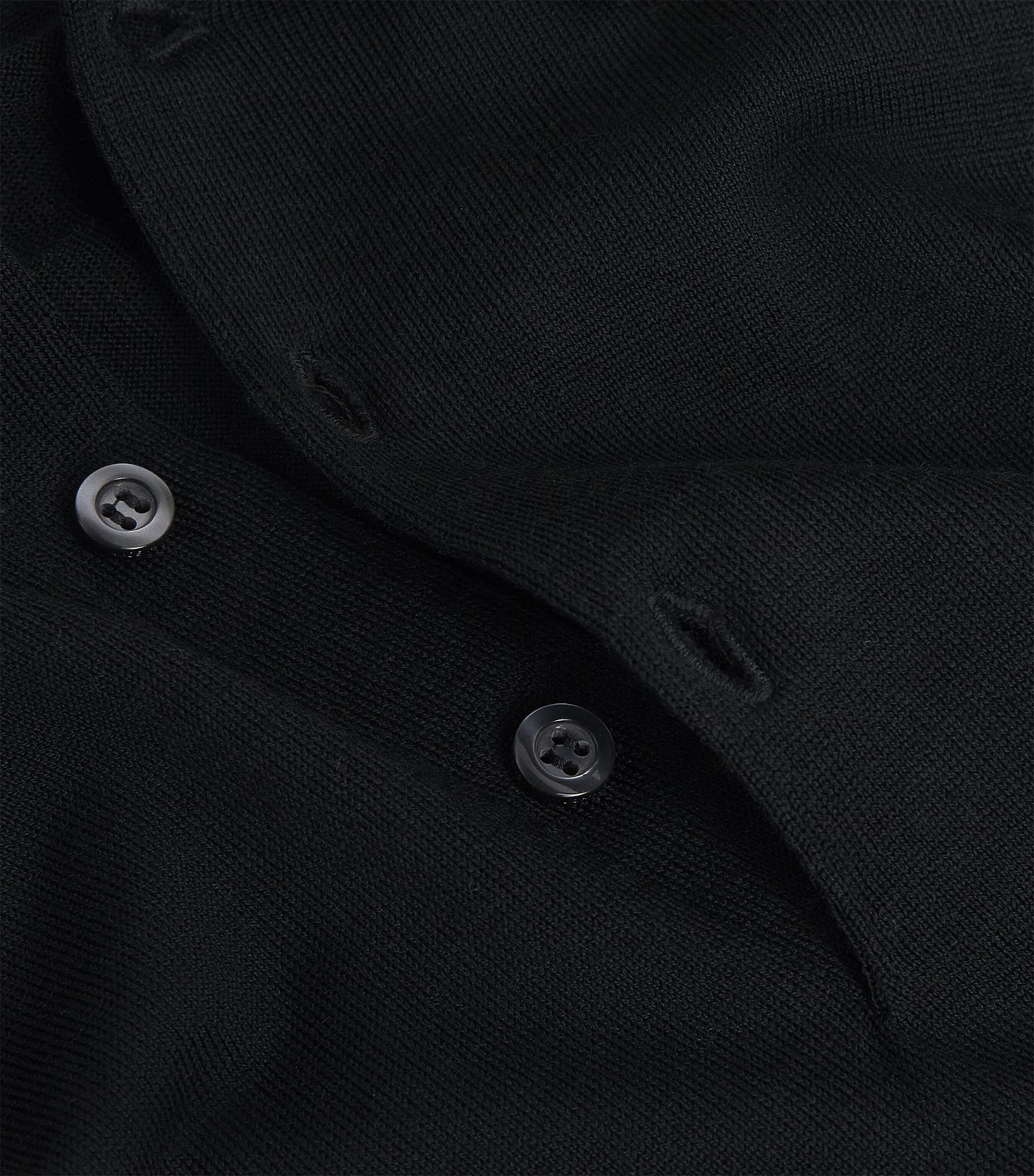 Merino Wool Long-Sleeve Polo Shirt BLACK Image 5