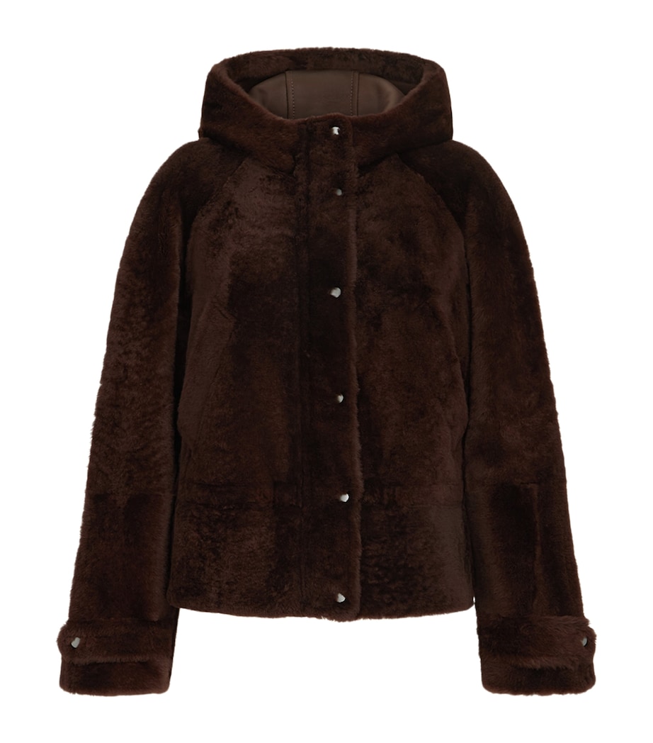 Brunello Cucinelli Womens Shearling Fur Jacket Gianduia Image 1