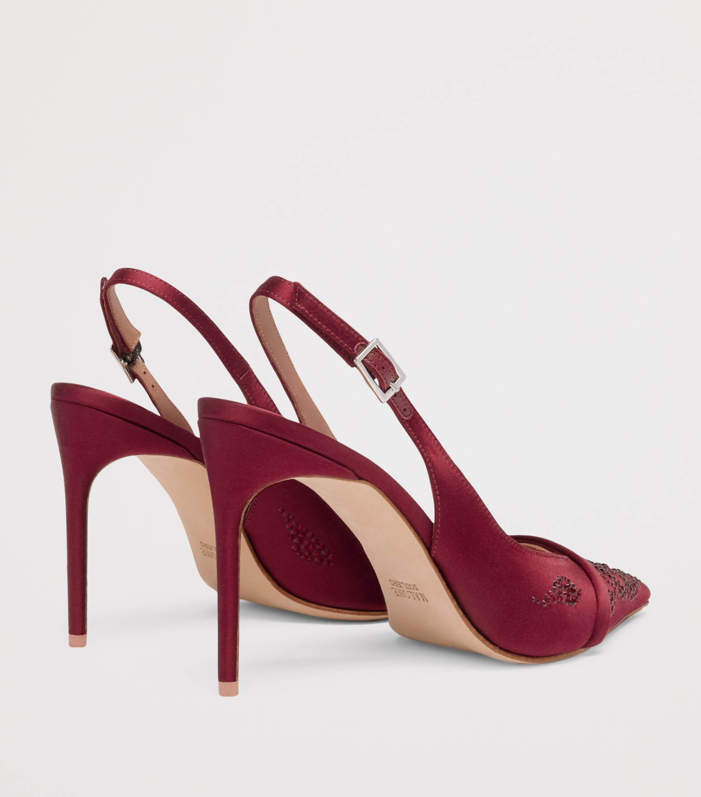 Satin Jazz Slingback Heels 90 WINE Image 3