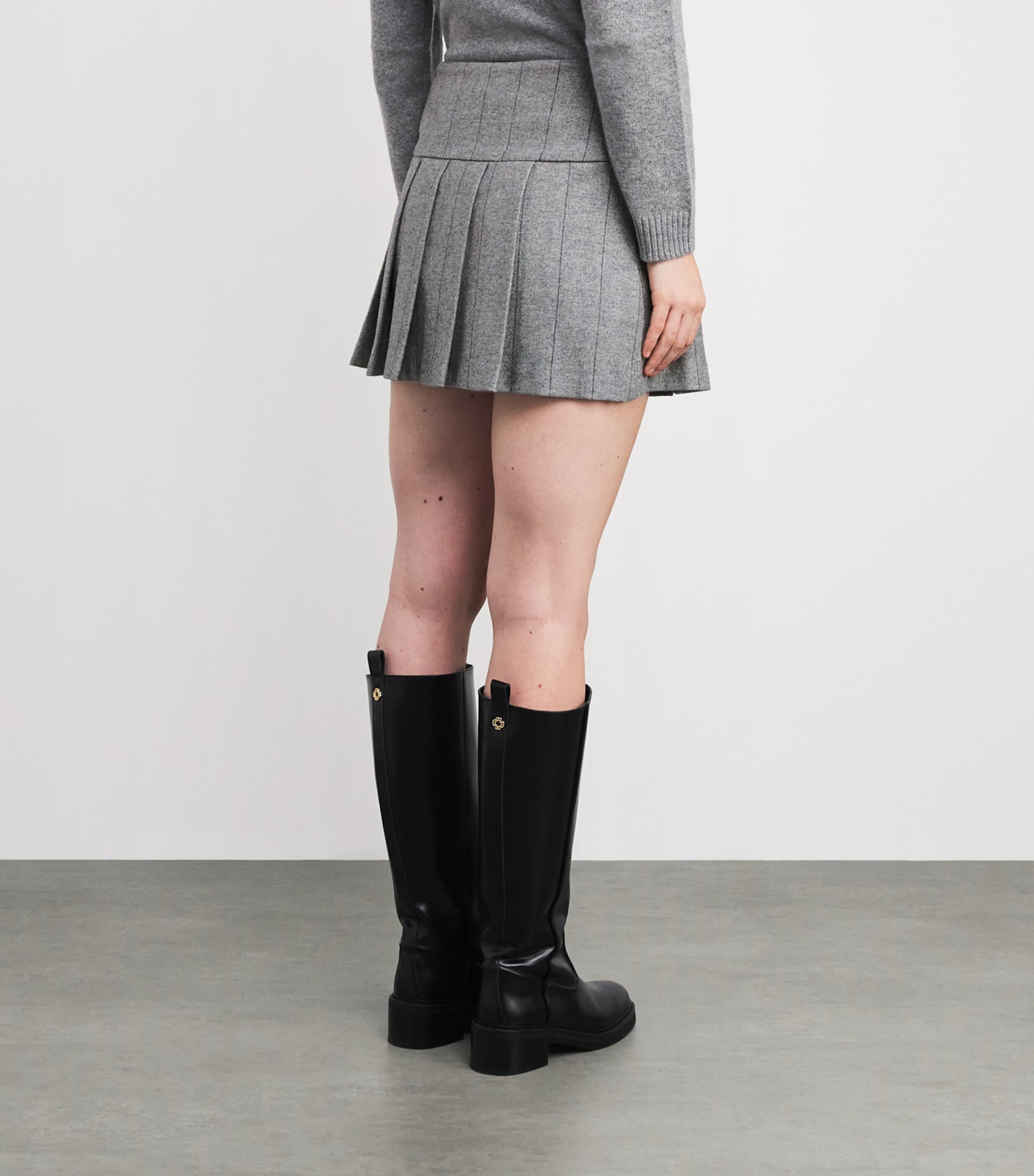 Wool-Blend Pleated Mini Skirt GREY Image 4