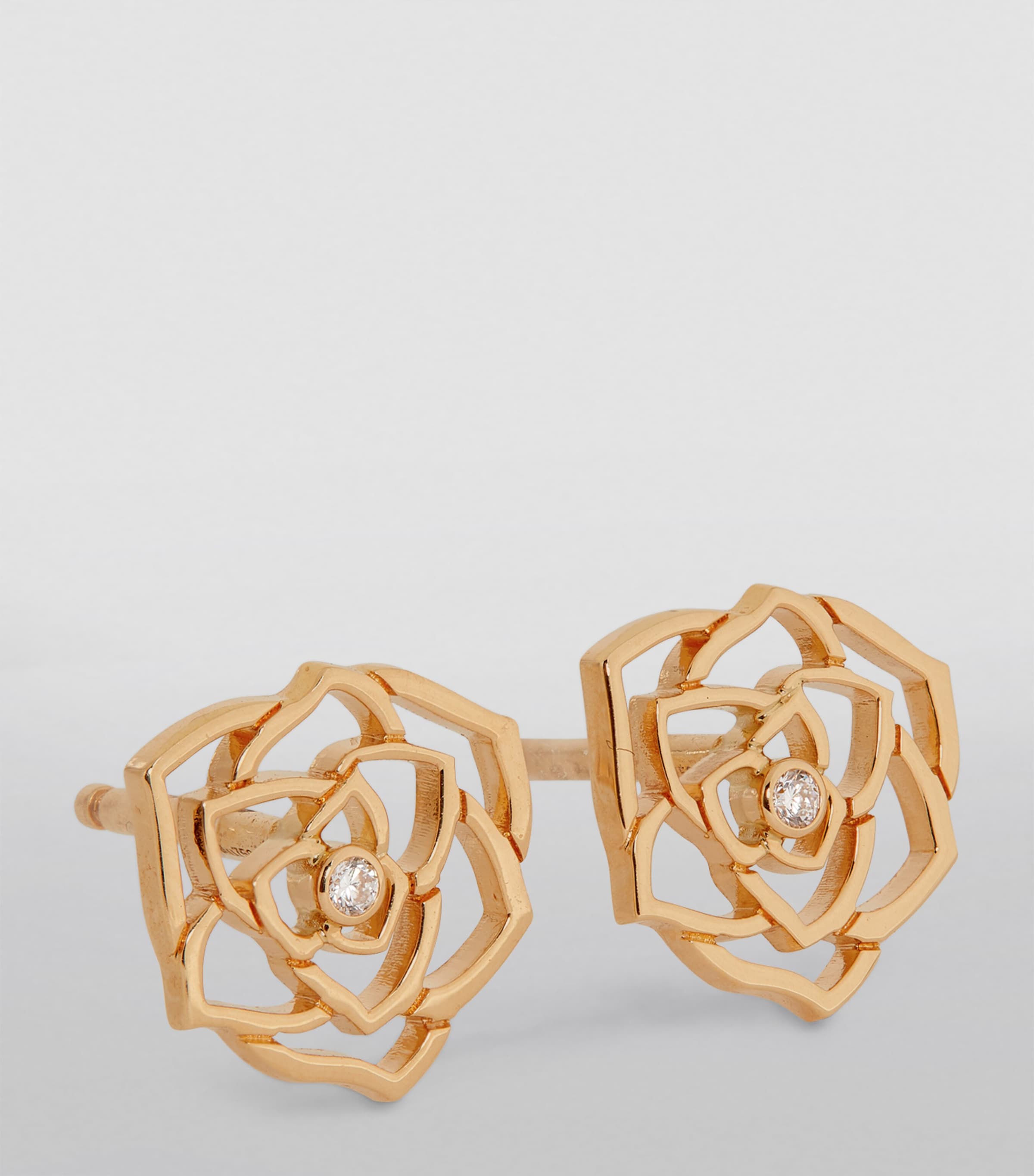 Rose Gold and Diamond Rose Earrings GOLD Image 5