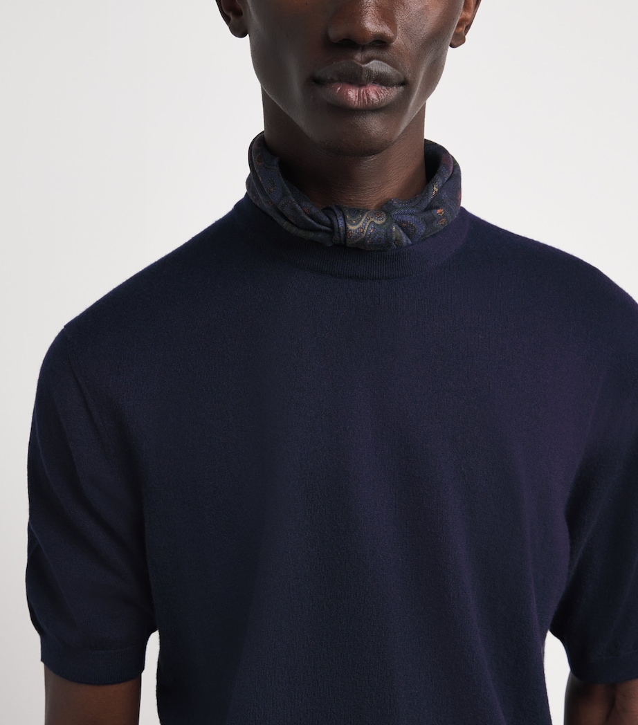 Cashmere Short-Sleeve Sweater NAVY Image 6