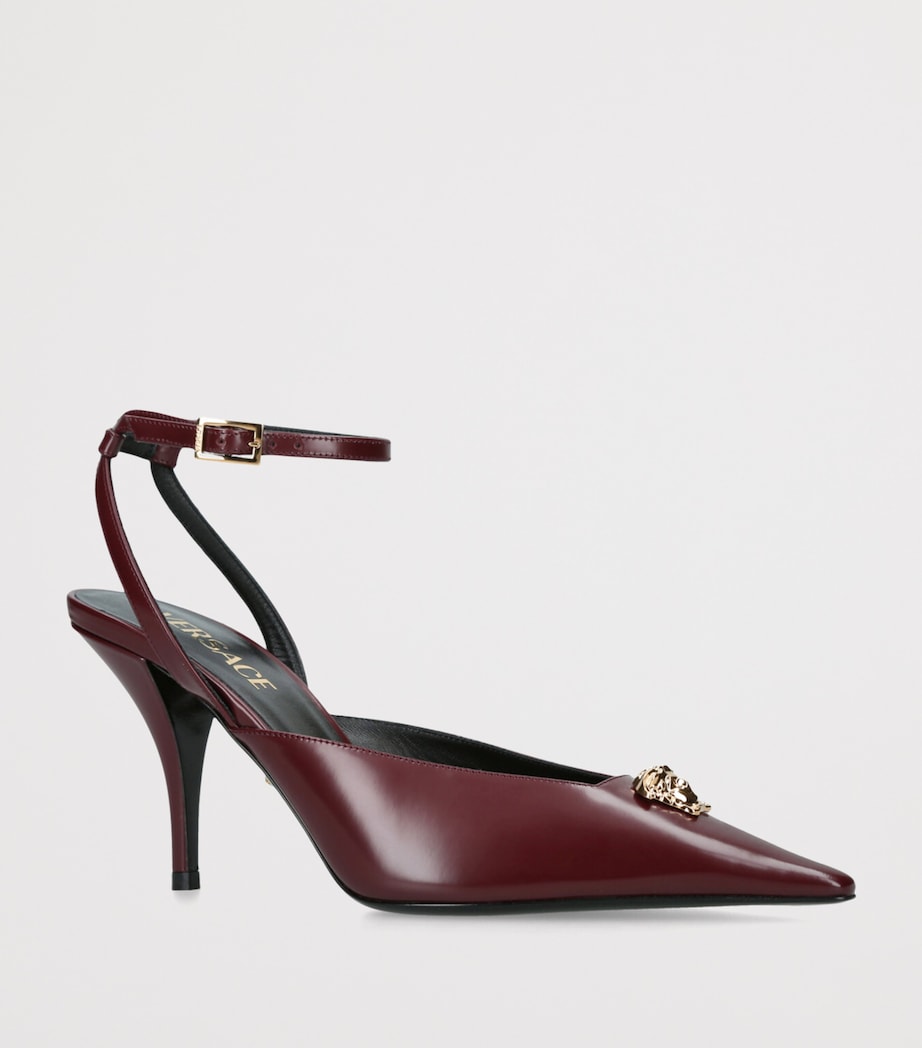Leather La Medusa Slingback Heels 85 WINE Image 3