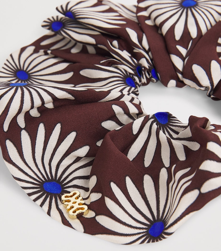 Sandro Paris Silk Floral Print Scrunchie Marron / Bleu Image 3