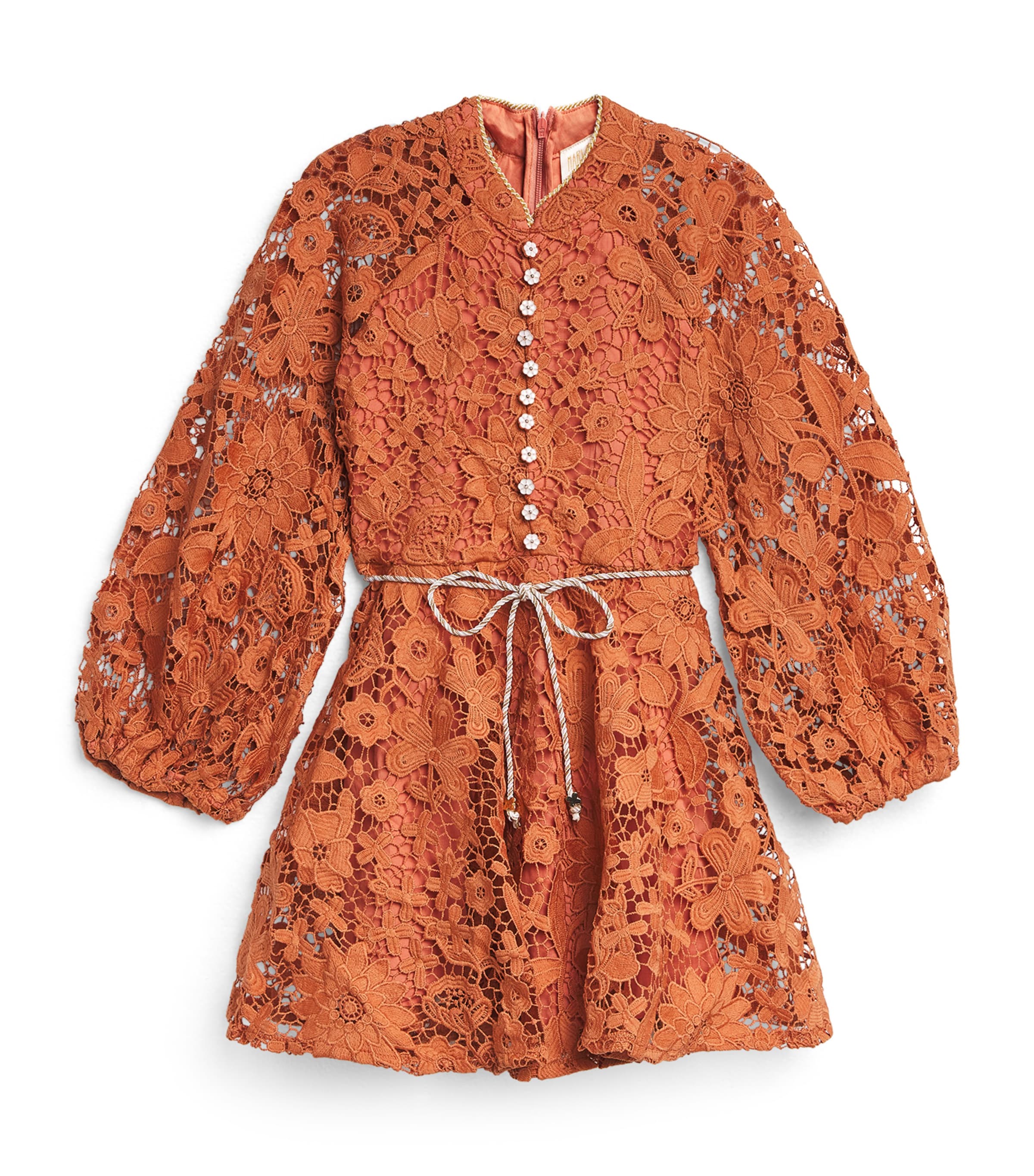 Marlo Embroidered Esme Mini Dress In Brown
