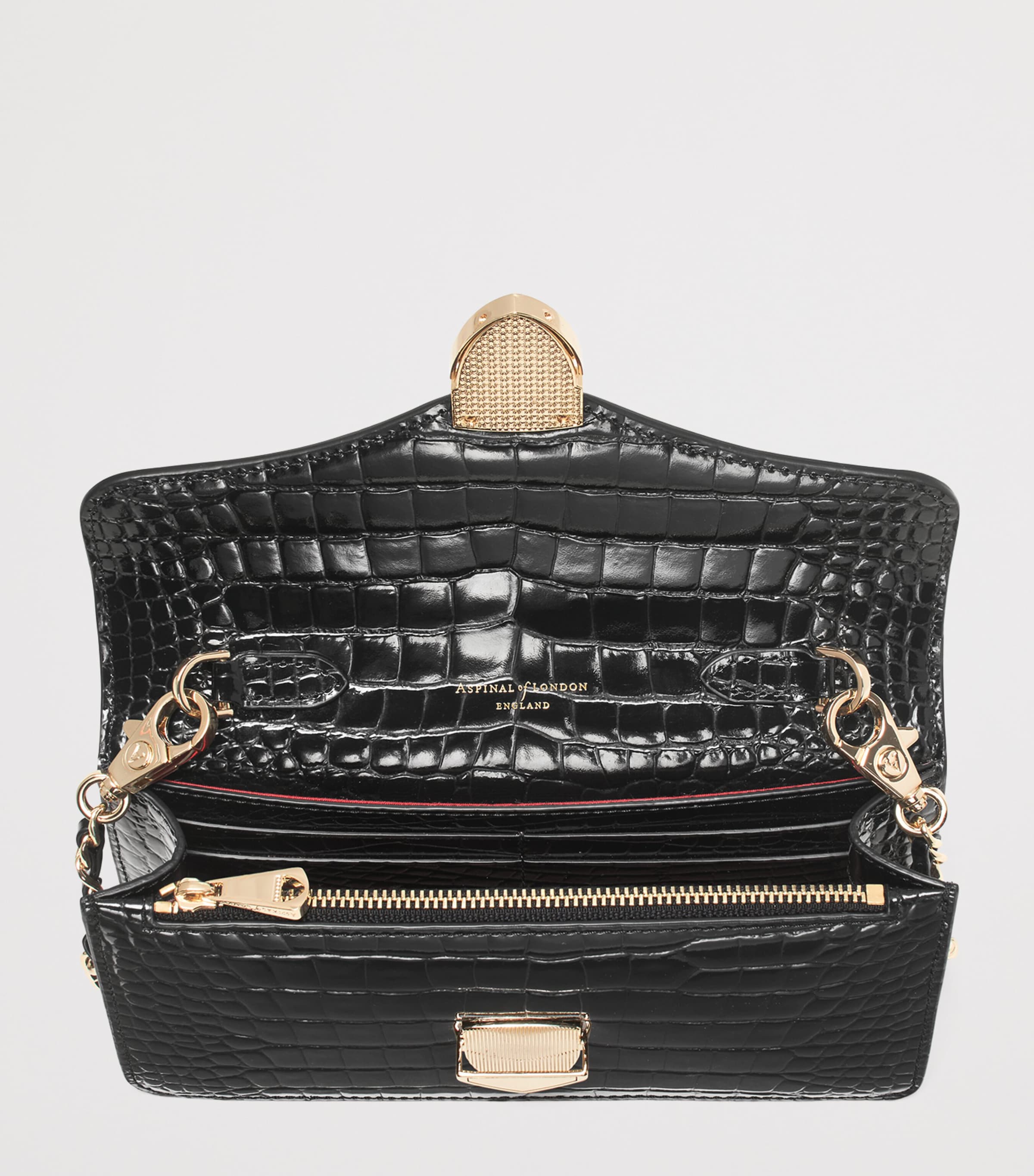Croc-Embossed Leather Mayfair 2 Clutch Bag BLACK Image 7