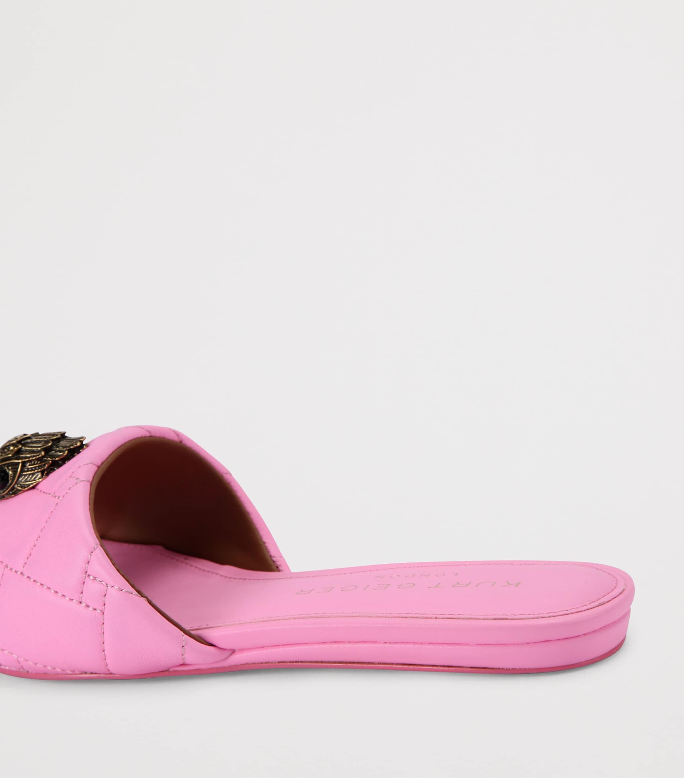 Kurt Geiger London Leather Quilted Kensington Sandals Pale Pink Image 3