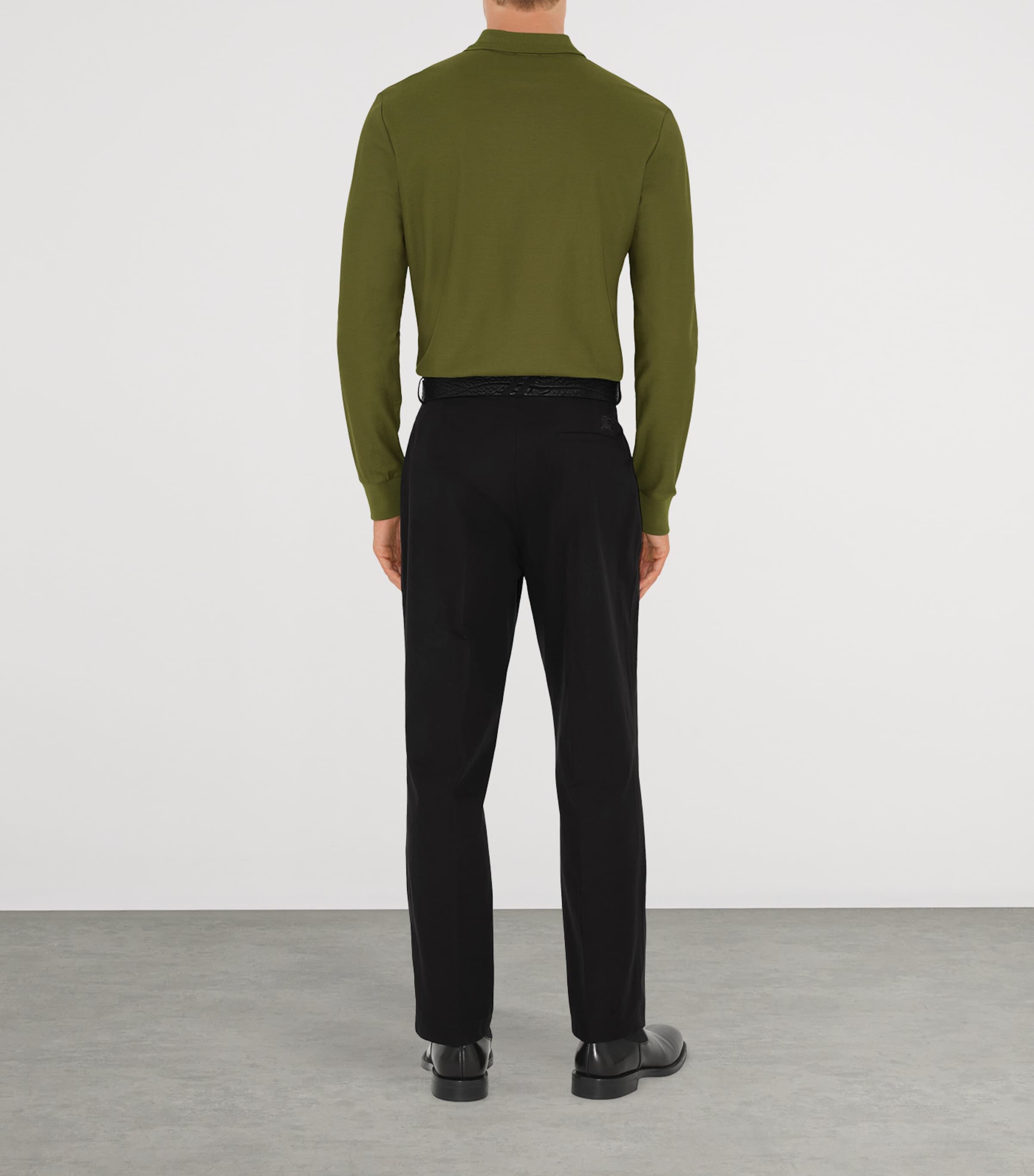 Cotton EKD -Embroidered Long-Sleeve Polo Shirt OLIVE Image 4