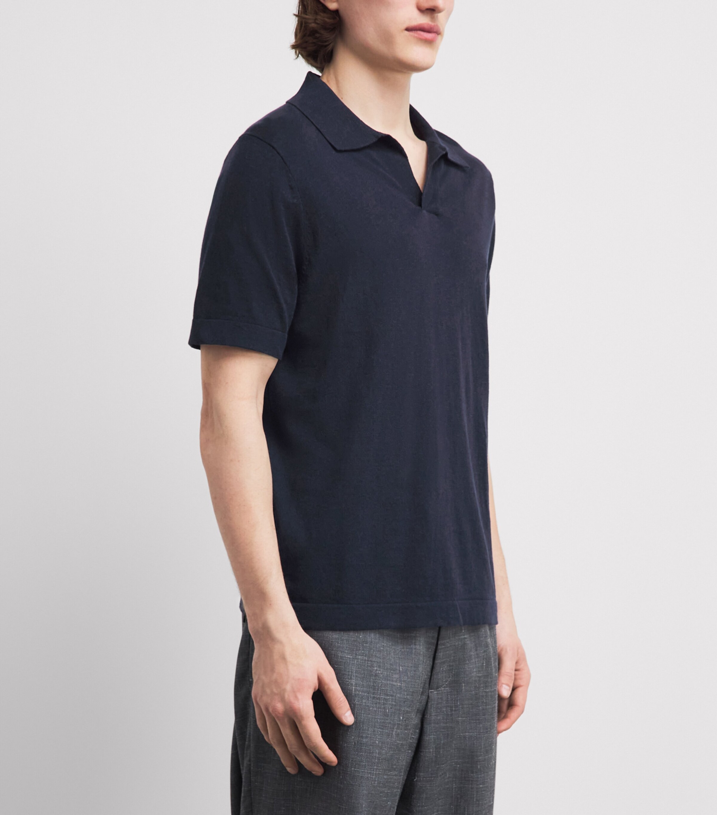 NN07 Mens Cotton-Linen Ryan Polo Shirt Navy Blue Image 4