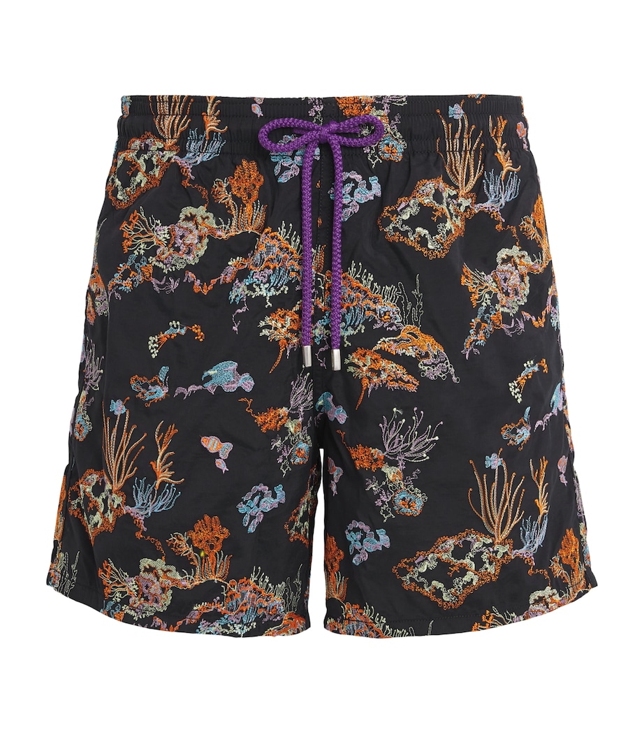 Vilebrequin Mens Embroidered Coral Reef Swim Shorts Noir Image 1