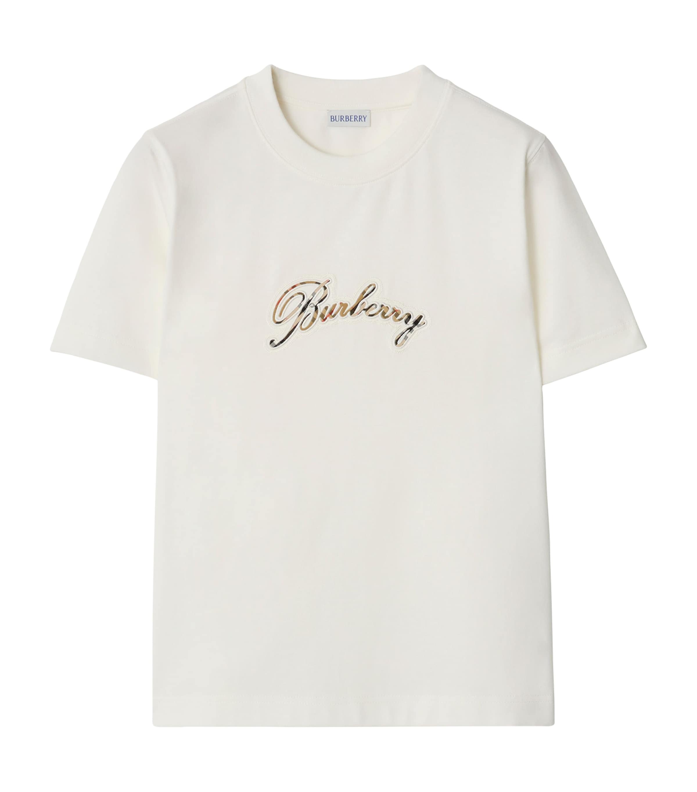 Burberry Cotton Check Logo T-shirt In White