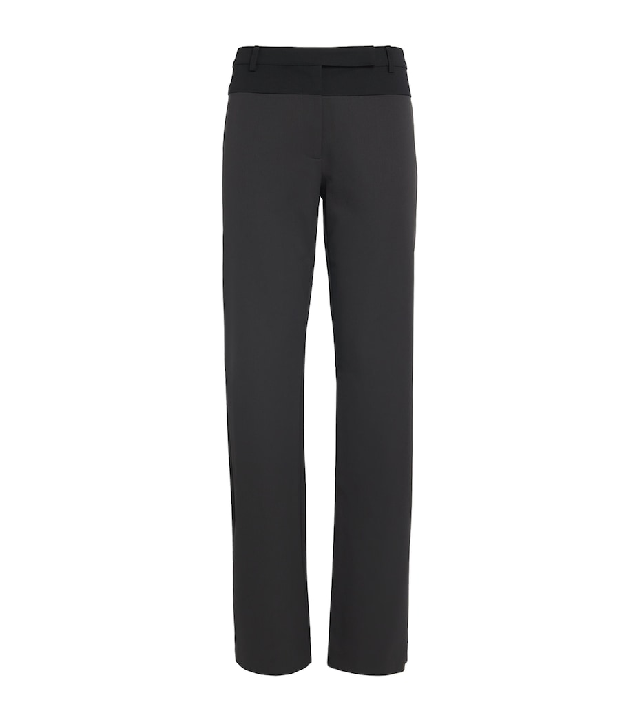 Stretch-Wool Panelled Trousers BLACK OLIVE / BLACK Image 1