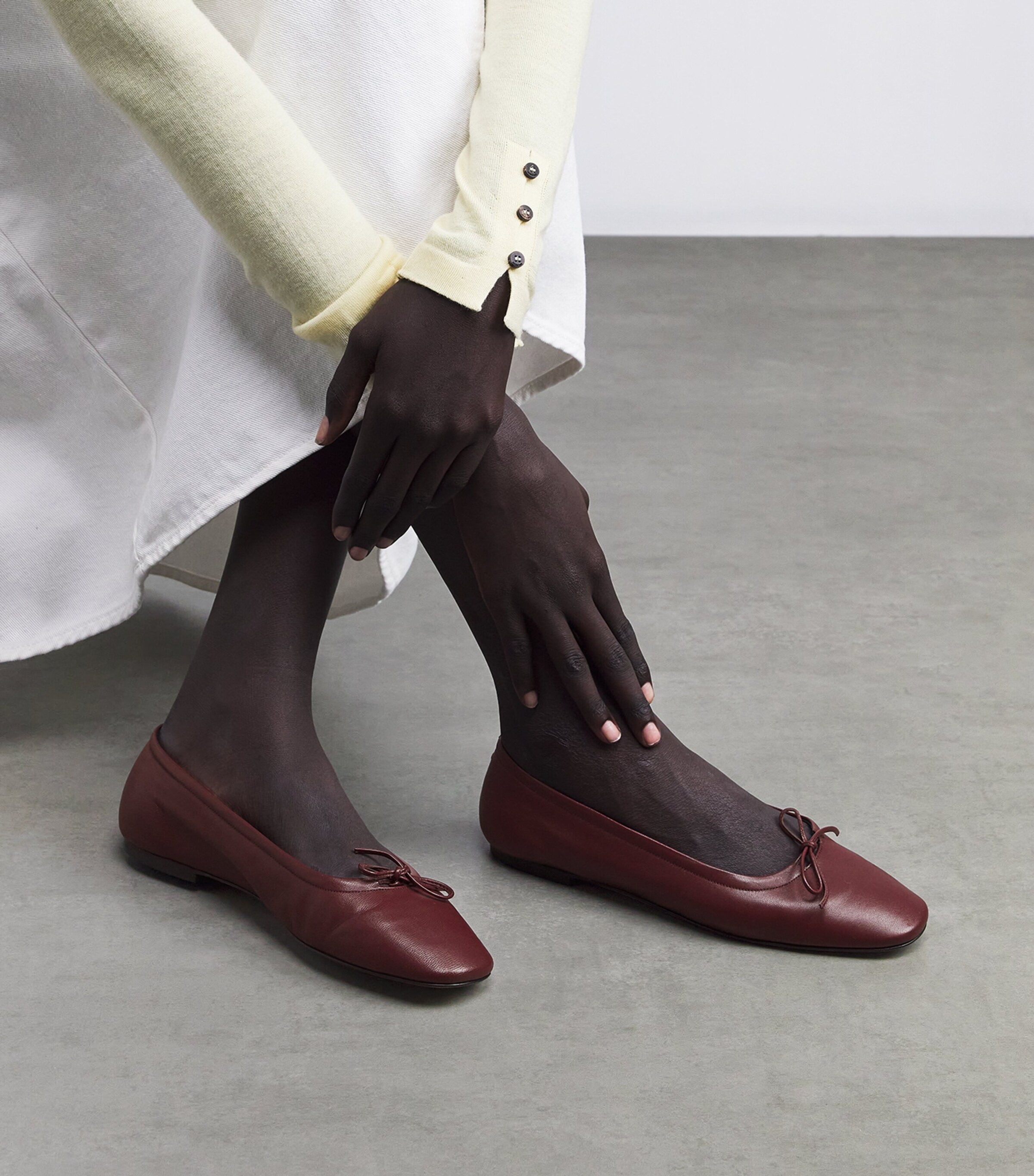 Leather Delfina Ballet Flats WINE Image 2