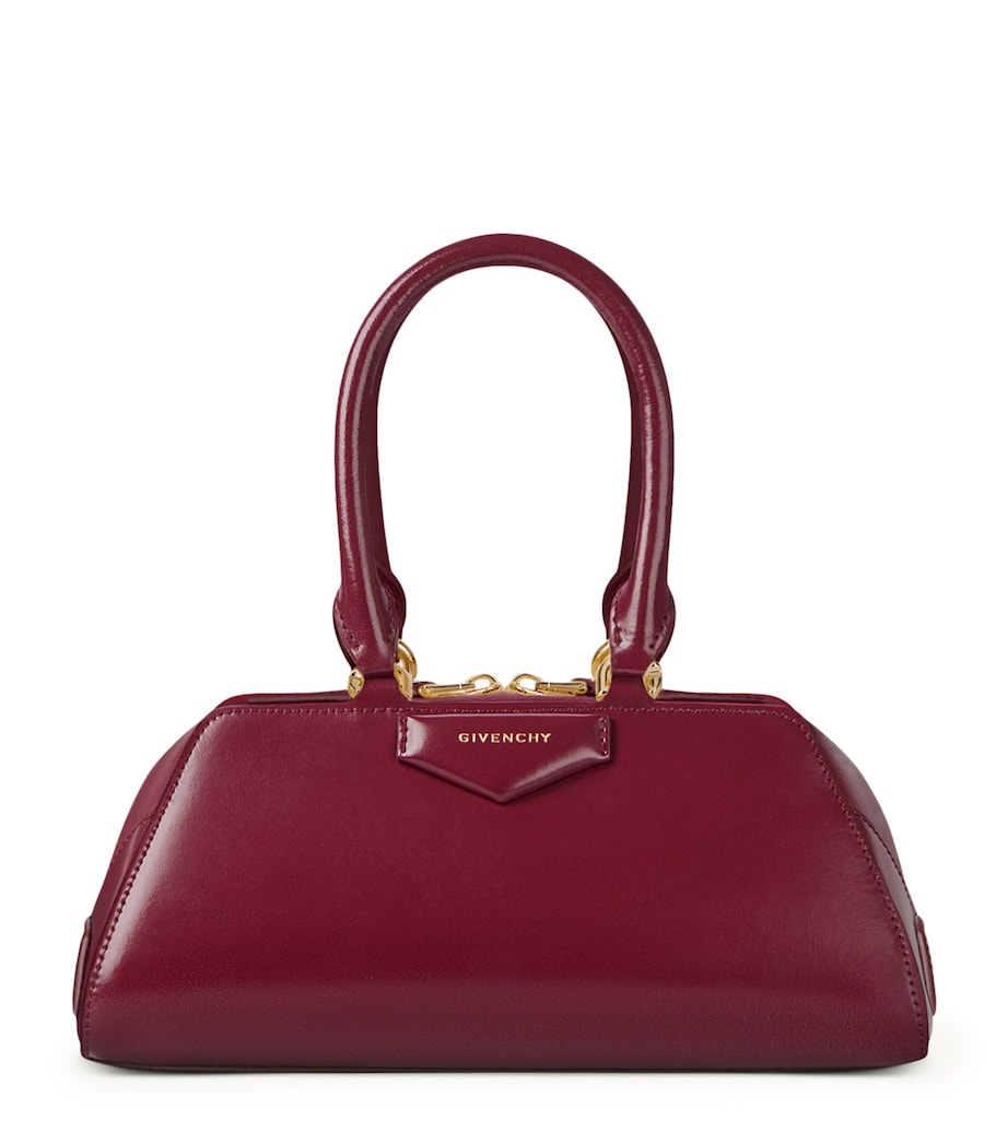Mini Leather Antigona Cube East-West Top-Handle Bag BURGUNDY Image 1