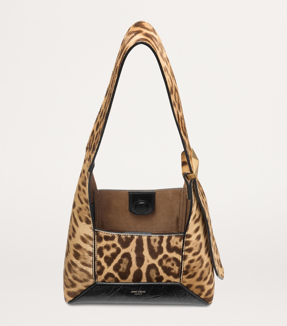 Small Leather Leopard Diamond Shoulder Bag NATURAL/BLACK/GOLD Image 3