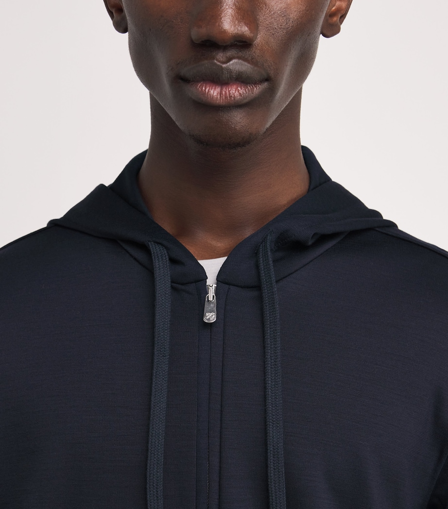 Marco Pescarolo Mens Virgin Wool-Blend Zip-Up Hoodie Navy Image 6