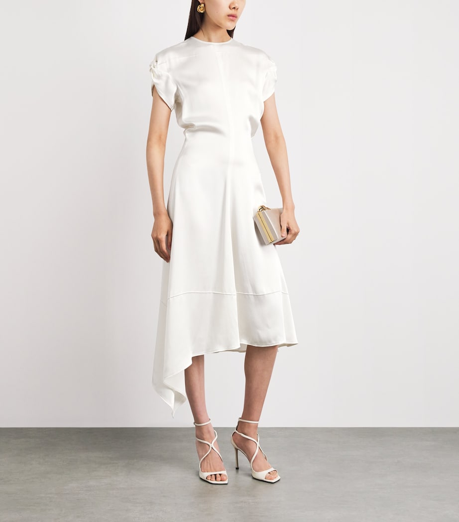 Victoria Beckham Womens Twist Shoulder Midi Dress Ivory Image 2