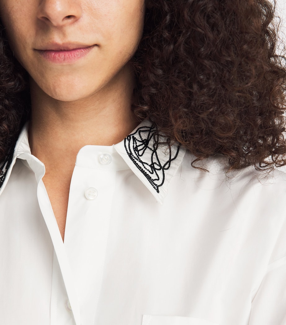 Fabiana Filippi Womens Cotton Embellished Shirt Bianco/blu Image 3