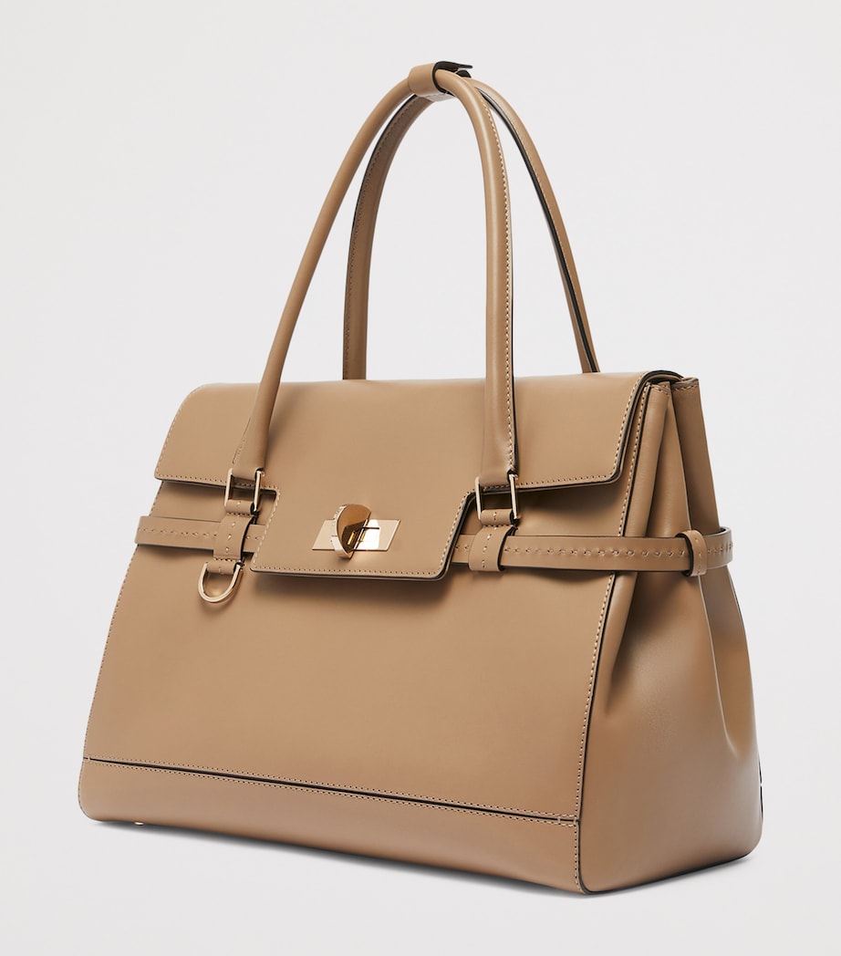 Medium Leather Margaux Top-Handle Bag MUD Image 3