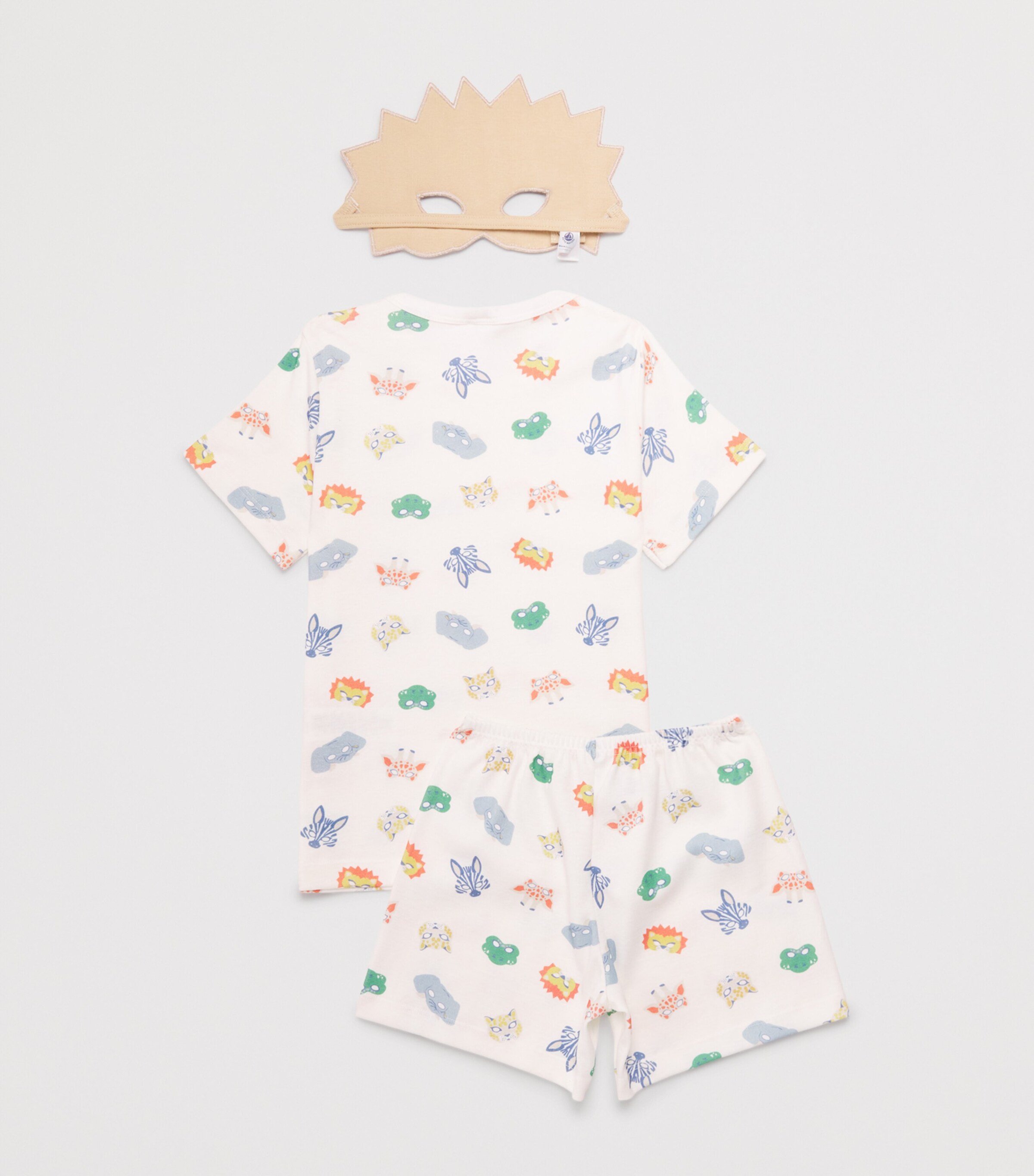 Cotton Mask Print Pyjama Set with Mask (3-12 Years) MARSHMALLOW/MULTI Image 2