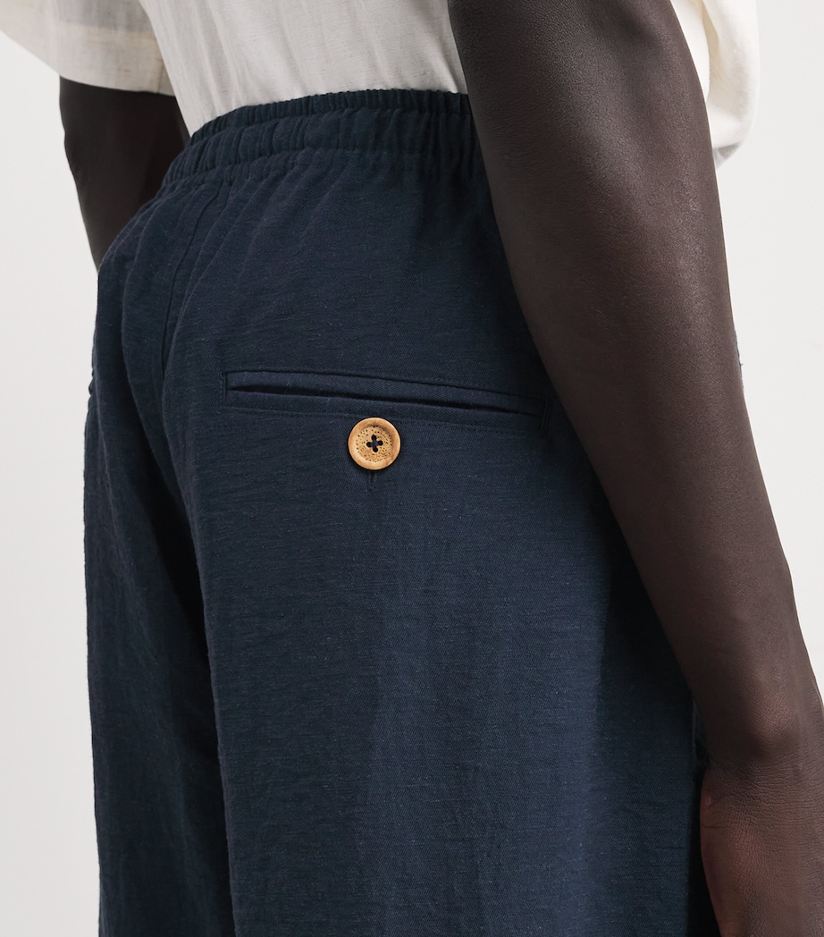 Wide-Leg Drawstring Trousers NAVY Image 6