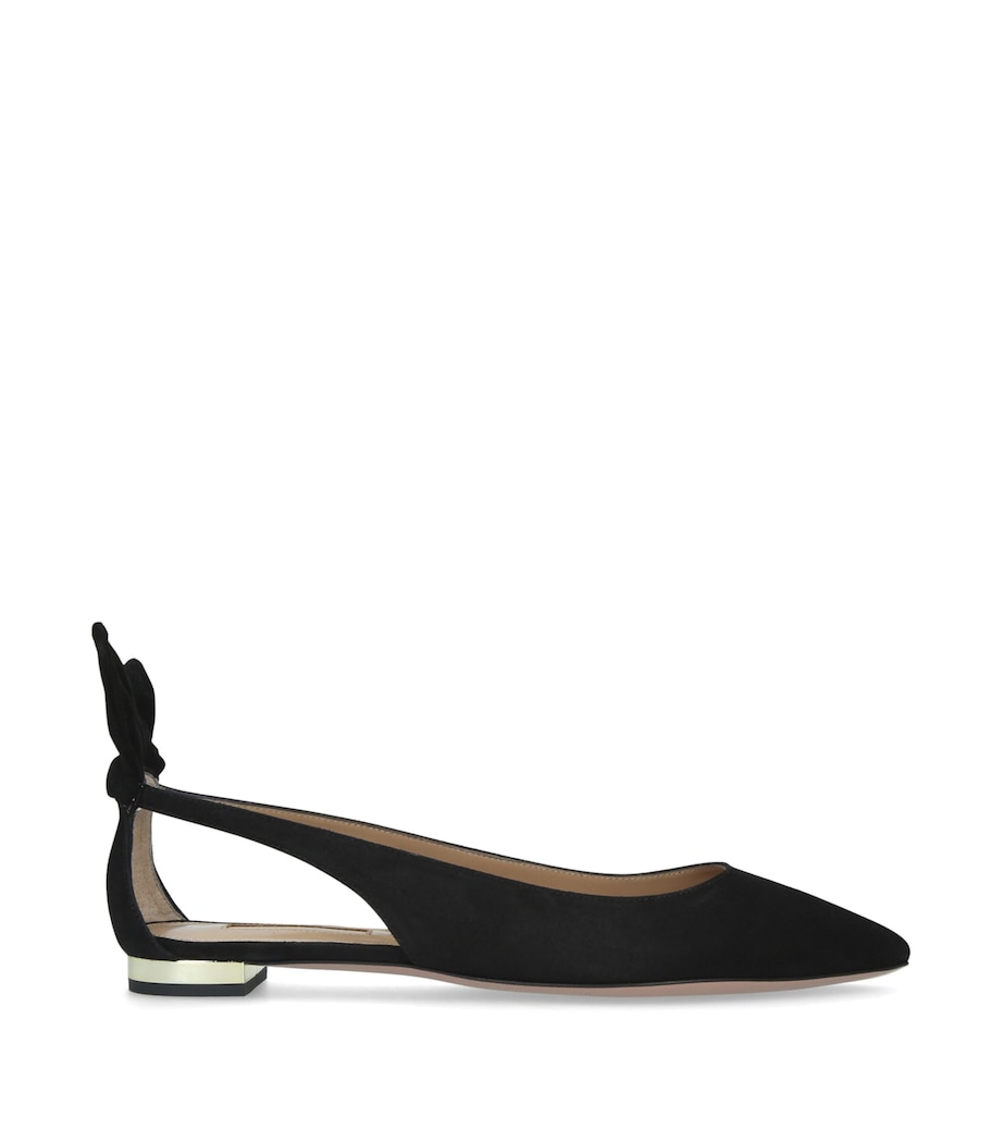 Suede Bow Tie Ballet Flats BLACK Image 3