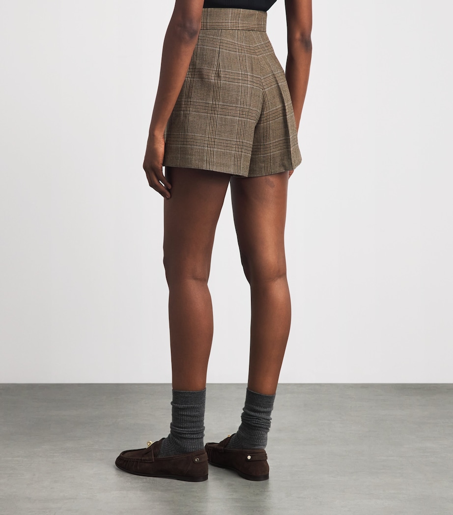 Sandro Paris Womens Wool Check Shorts Caramel Image 5