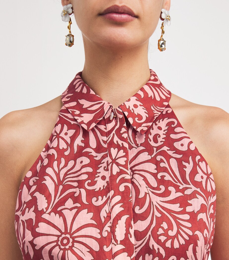 Veronica Beard Womens Linen Beau Mini Dress Persimmon/rose Image 6