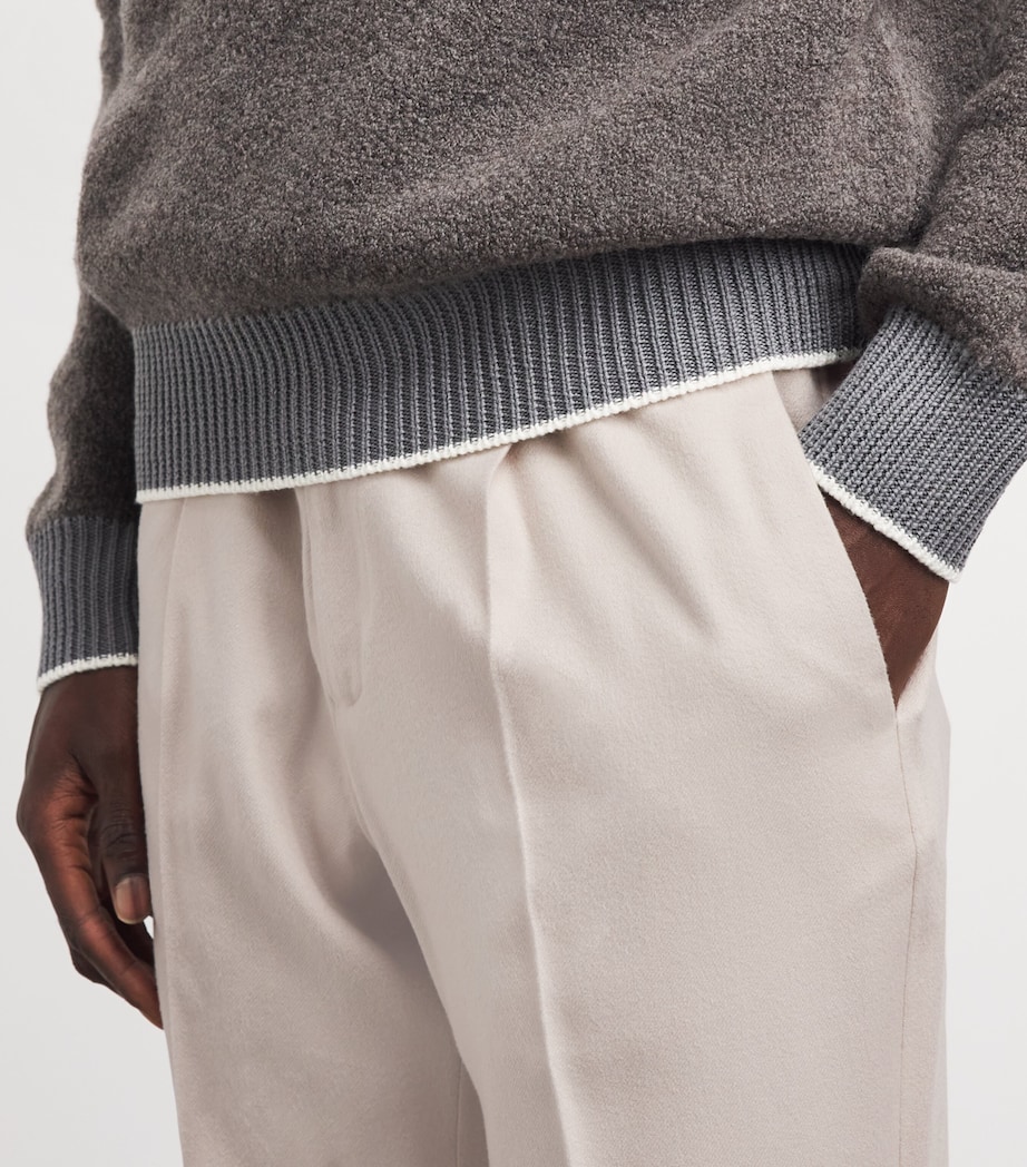 Herno Mens Silk-Cashmere Drawstring Trousers Chantilly Image 3