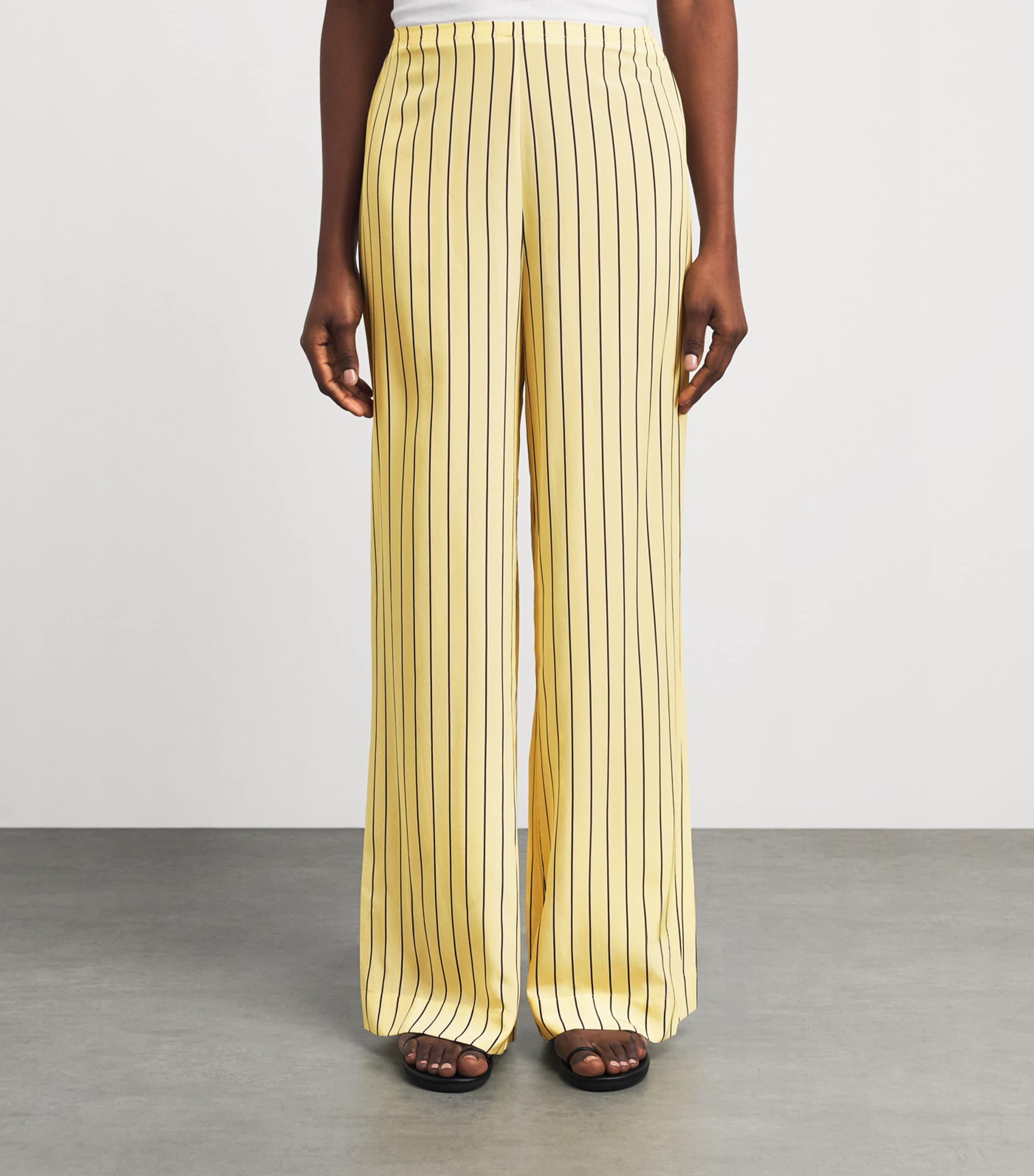 STAUD Womens Silk Stripe Stroll Trousers Mons Monday Image 4