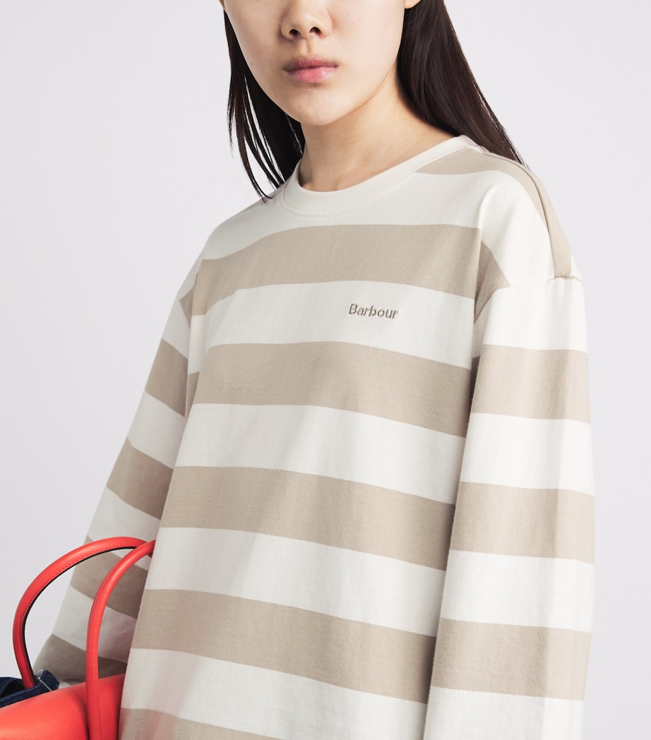 Barbour Womens Cotton Long-Sleeve Cartmel T-Shirt Cloud/ligh Image 3