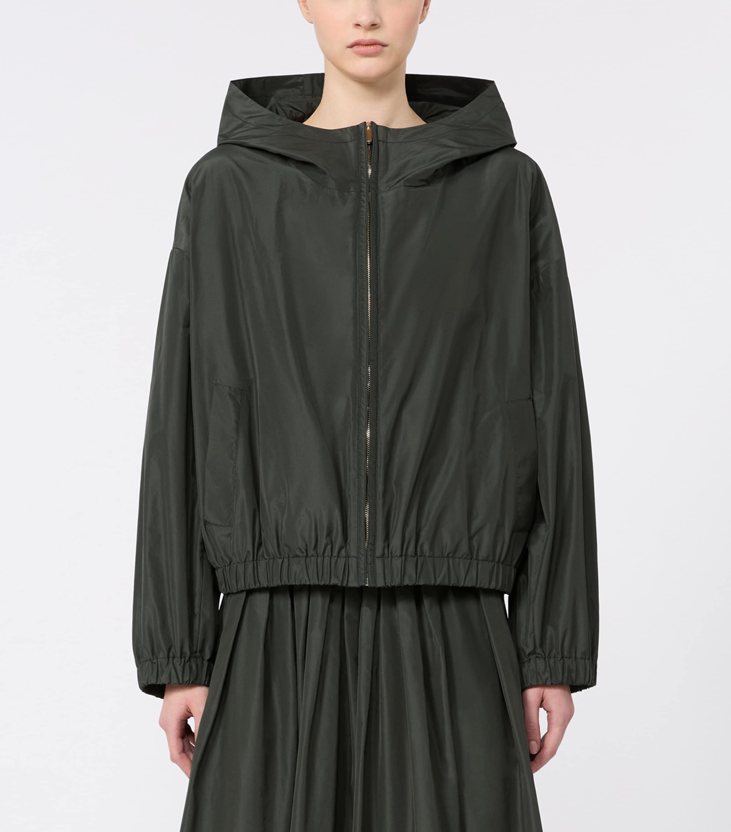 Max Mara Womens Water-Repellent Taffeta Jacket Dark Green Image 3