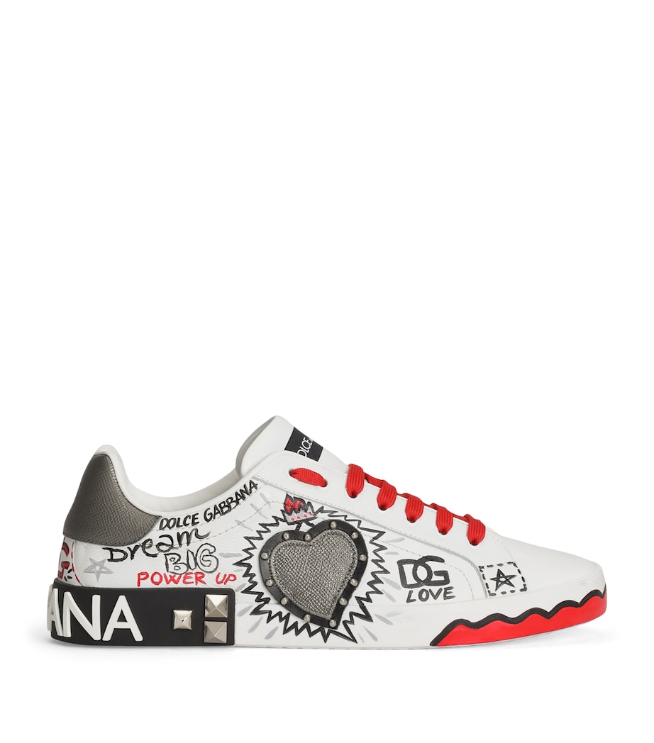 Dolce&Gabbana Leather Graffiti Low-Top Sneakers Scritte Corona Image 1