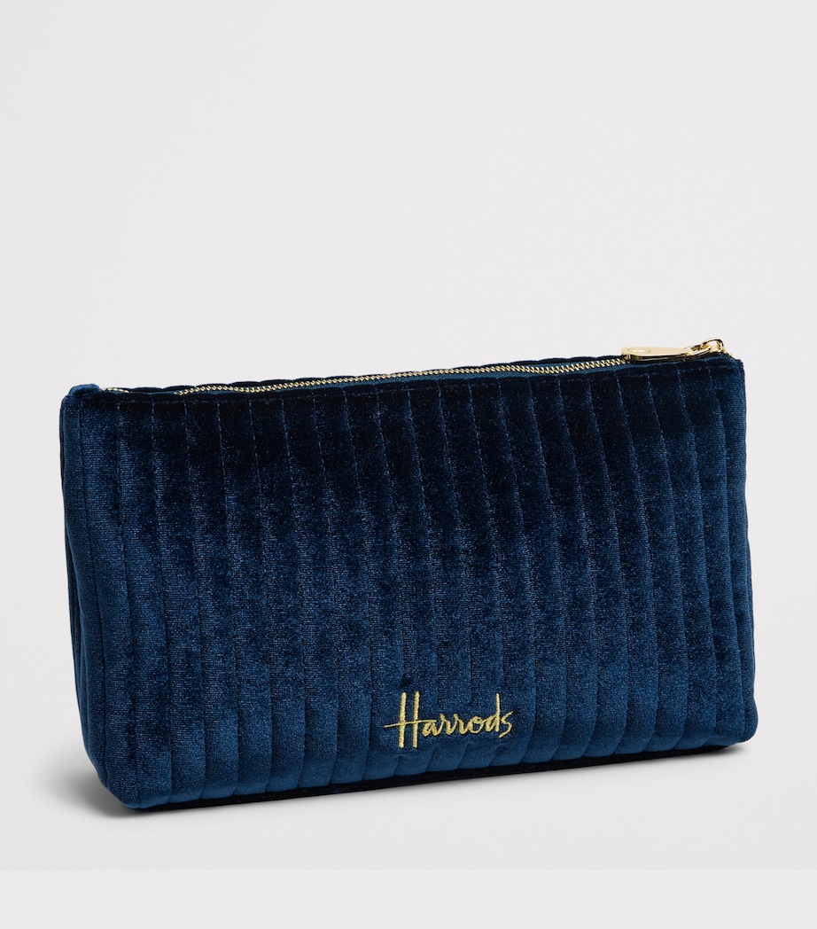 Harrods Medium Velvet Partridge Wash Bag Navy Image 2