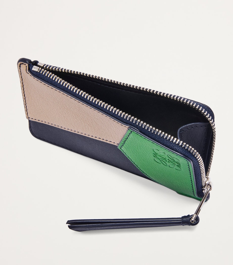 Calfskin Puzzle Edge Coin Card Holder SAND/TROPICAL GREEN Image 3