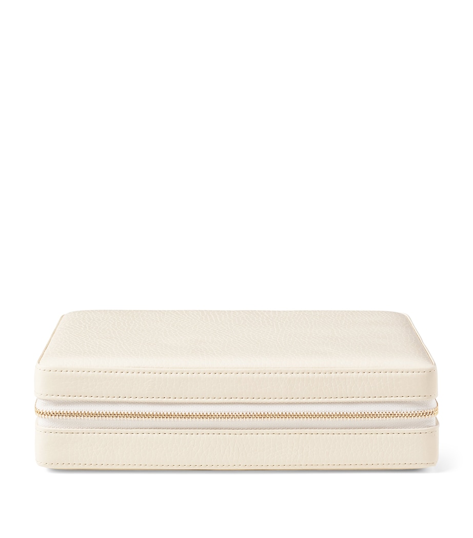 Large Leather Travel Jewellery Box IVORY Image 1
