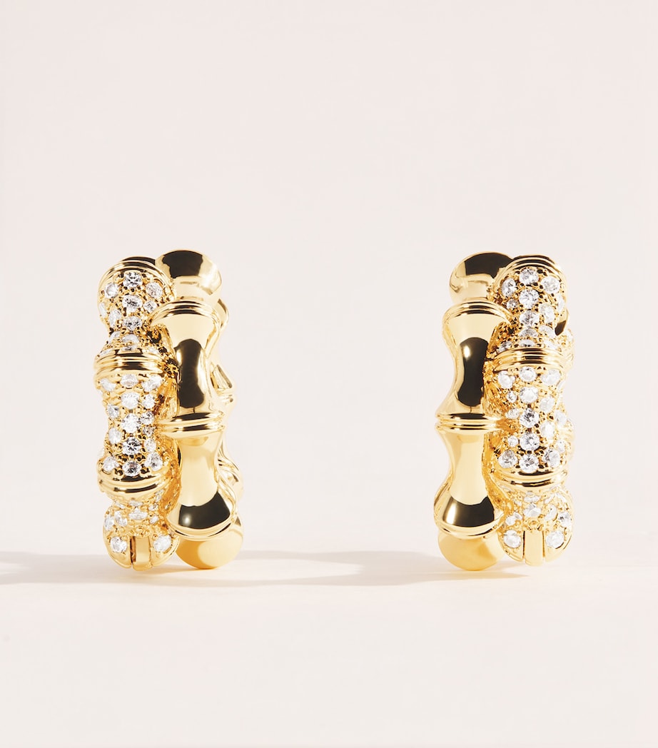 Eddie Borgo Gold-Plated Pavé Bambù Hoop Earrings Gold Image 1